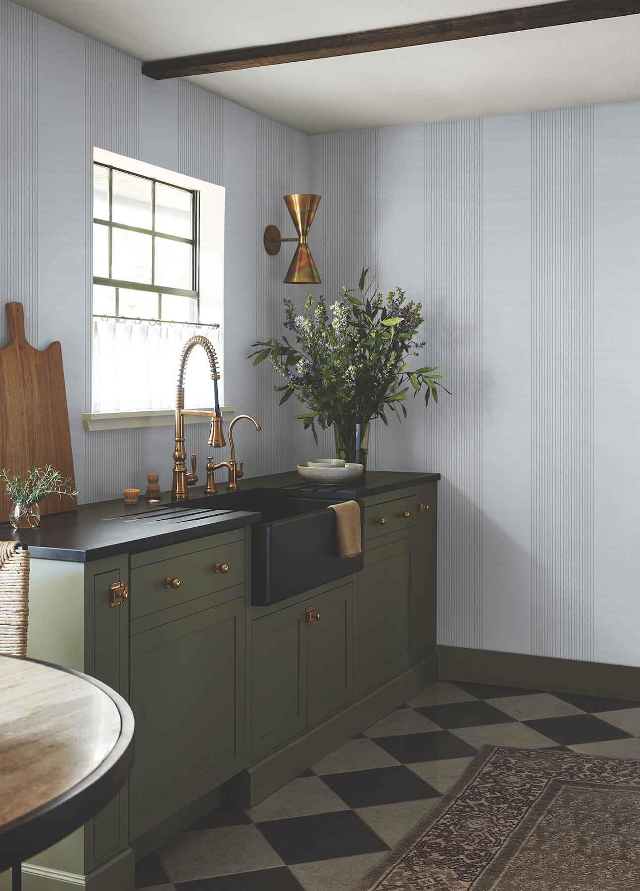 Archer Stripe Blue Faux Linen Wallpaper - York Wallcoverings - 4211-83528 - York Wallcoverings Wallpaper