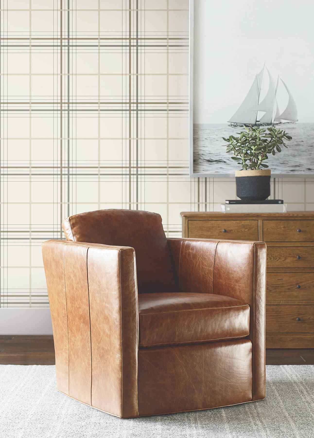 Lakeside Plaid Beige Tailored Wallpaper - York Wallcoverings - 4211-83532 - York Wallcoverings Wallpaper