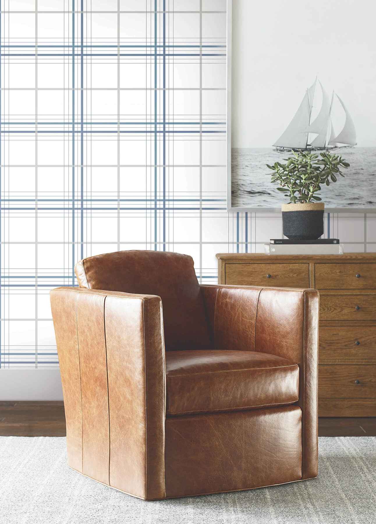 Lakeside Plaid Blue Tailored Wallpaper - York Wallcoverings - 4211-83534 - York Wallcoverings Wallpaper