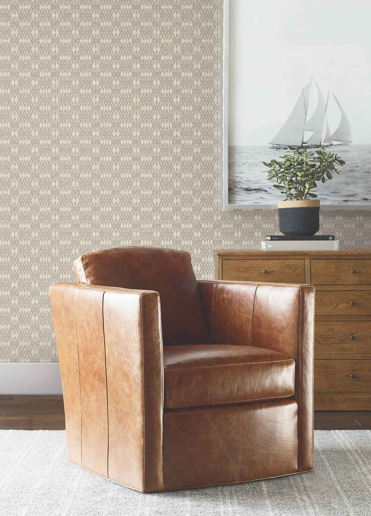 Radcliffe Taupe Diamond Motif Wallpaper - York Wallcoverings - 4211-83547 - York Wallcoverings Wallpaper