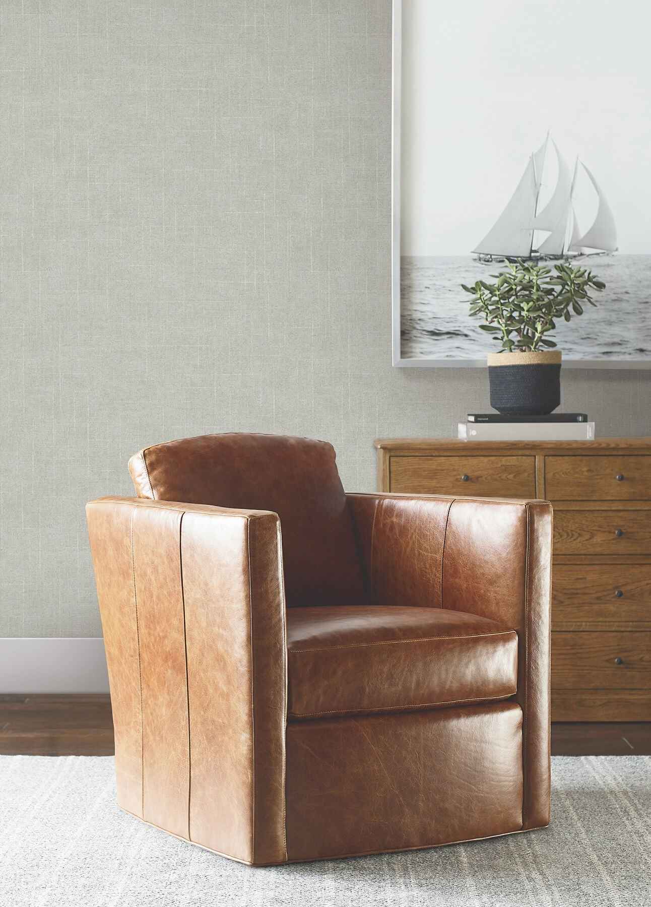 Saratoga Grey Faux Linen Wallpaper - York Wallcoverings - 4211-83550 - York Wallcoverings Wallpaper