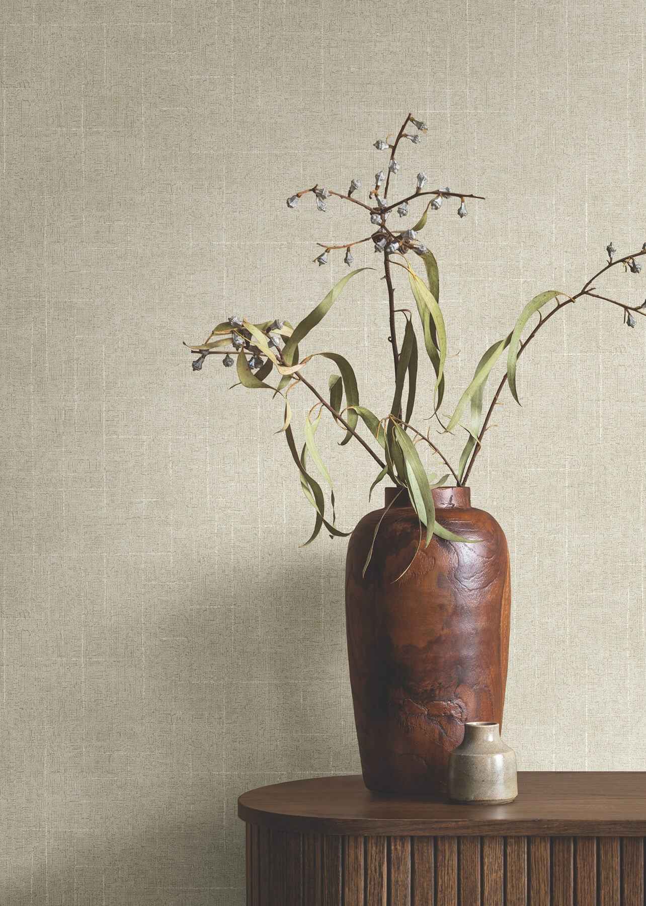 Saratoga Beige Faux Linen Wallpaper - York Wallcoverings - 4211-83551 - York Wallcoverings Wallpaper
