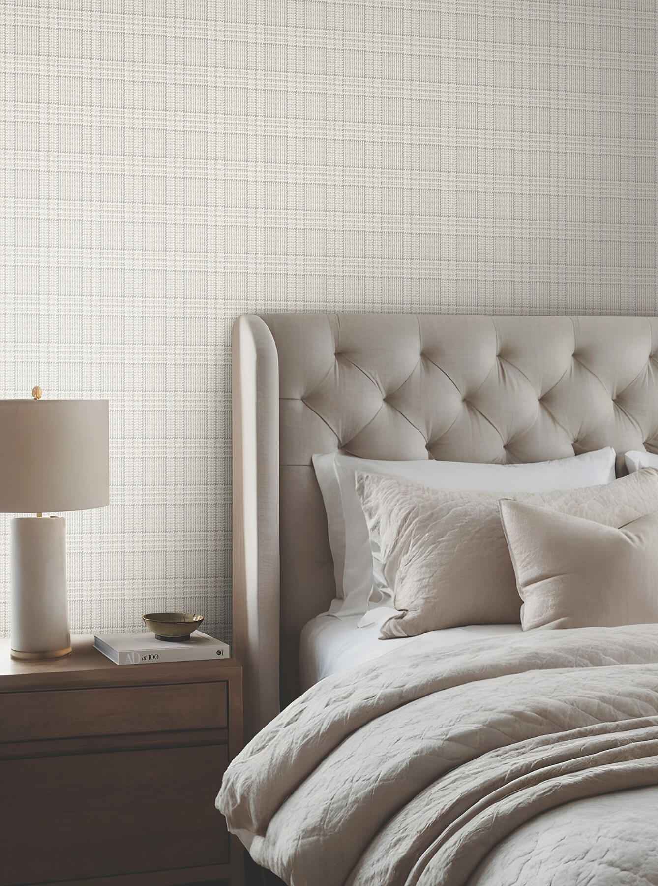 Harrington Plaid Neutral Glen Check Wallpaper - York Wallcoverings - 4211-83553 - York Wallcoverings Wallpaper