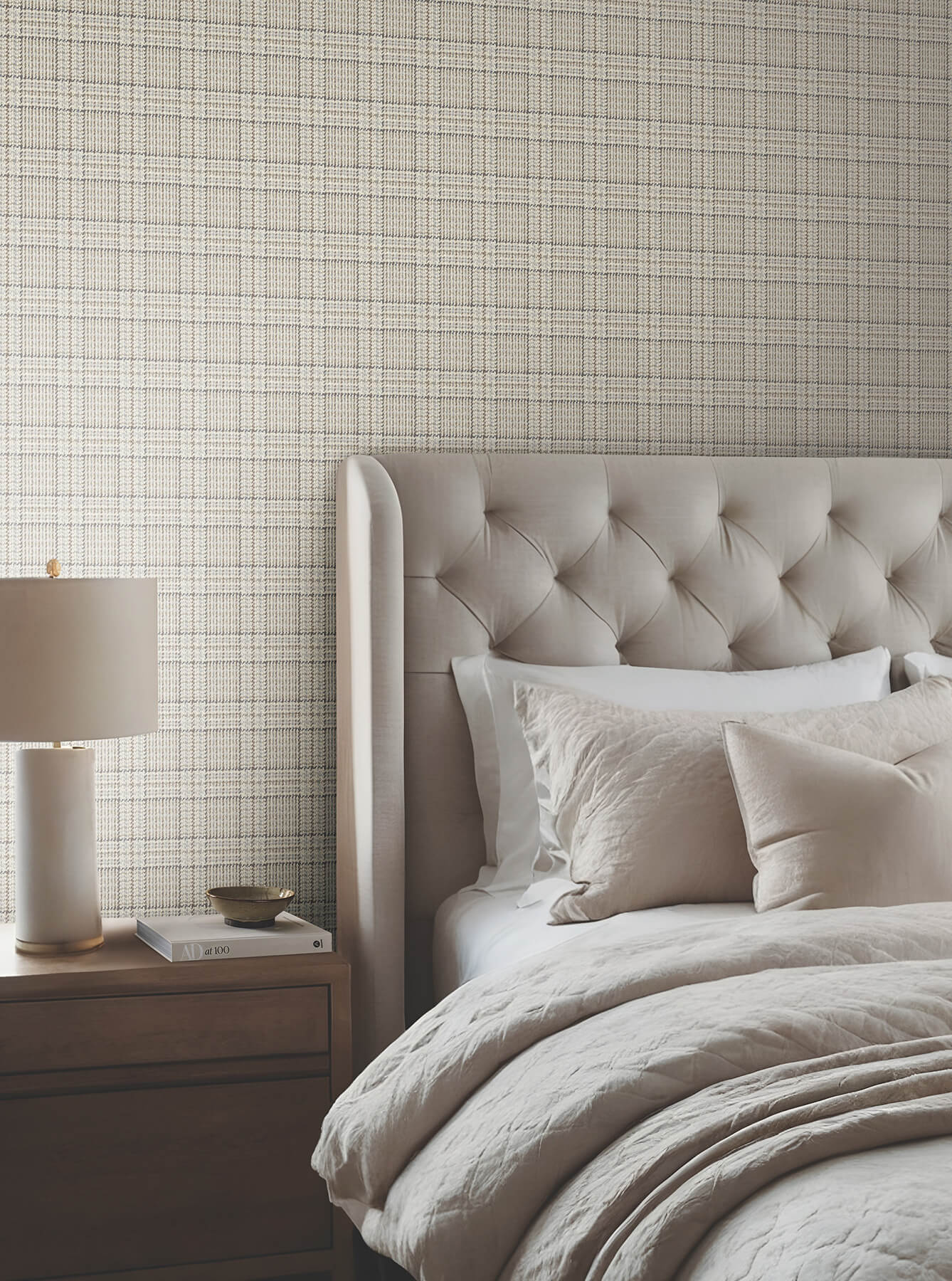 harrington-plaid-light-brown-glen-check-wallpaper-york-wallcoverings-4211-83554 - York Wallpaper Wallpaper