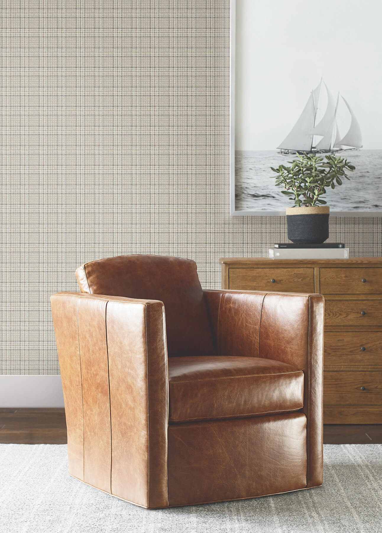 harrington-plaid-light-brown-glen-check-wallpaper-york-wallcoverings-4211-83554 - York Wallpaper Wallpaper