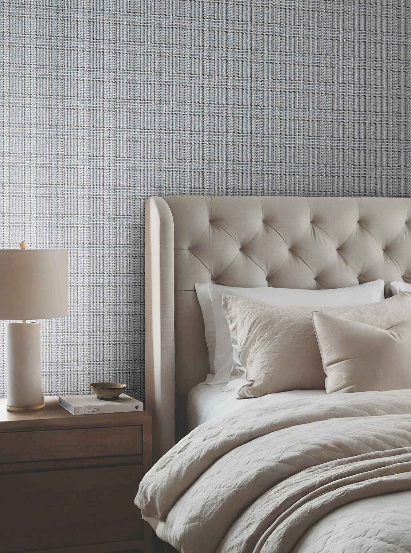 Harrington Plaid Blue Glen Check Wallpaper - York Wallcoverings - 4211-83555 - York Wallcoverings Wallpaper