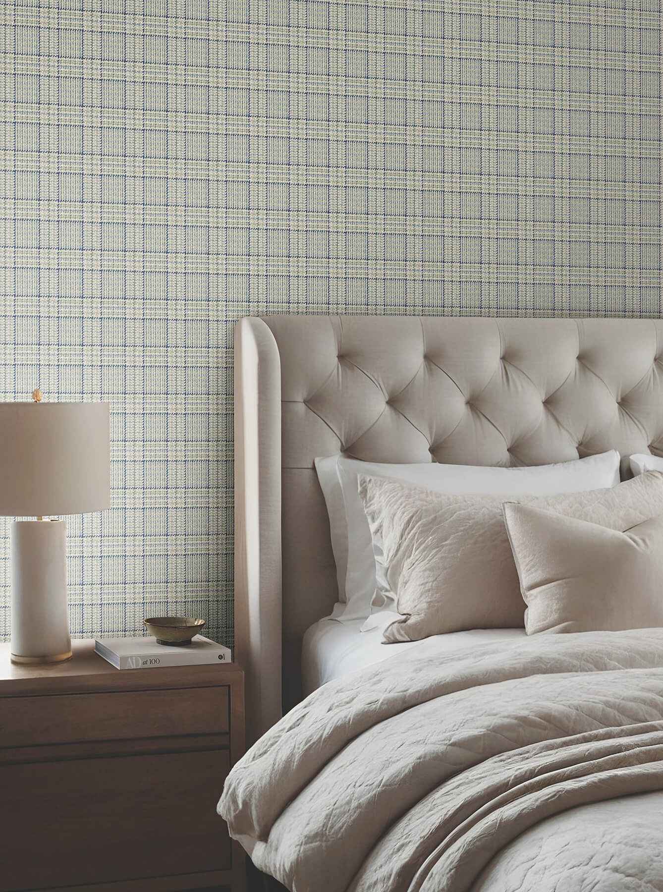 Harrington Plaid Green Glen Check Wallpaper - York Wallcoverings - 4211-83556 - York Wallcoverings Wallpaper