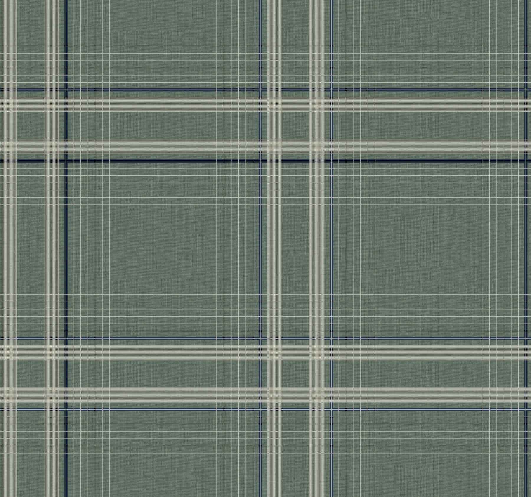 Country Club Plaid Green Faux Linen Wallpaper - York Wallcoverings - 4211-83563