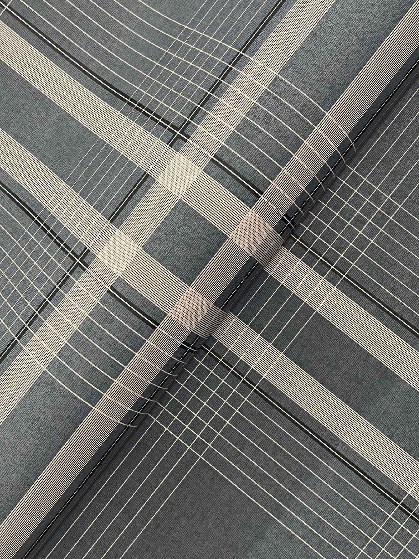 Country Club Plaid Charcoal Faux Linen Wallpaper - York Wallcoverings - 4211-83565 - York Wallcoverings Wallpaper