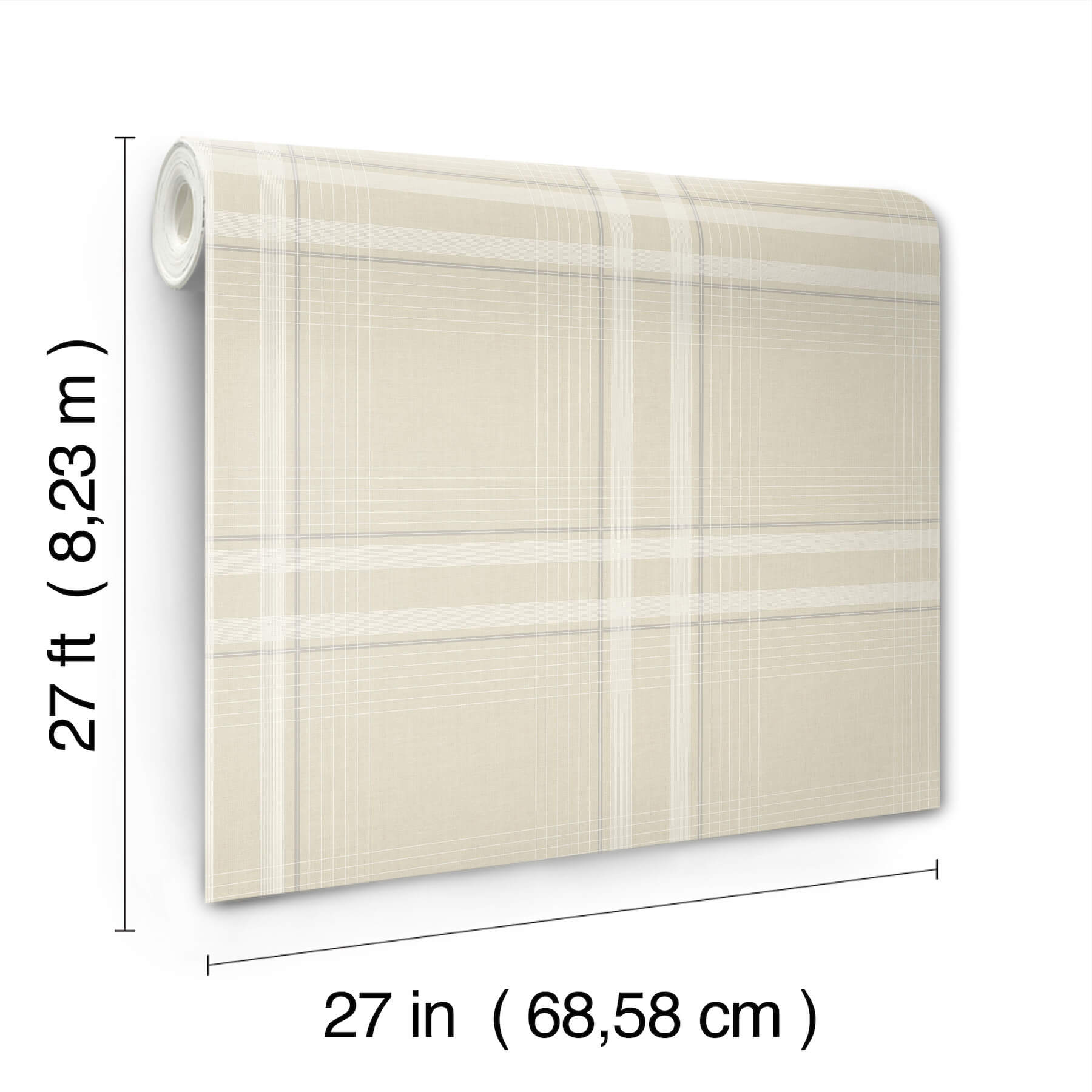 country-club-plaid-beige-faux-linen-wallpaper-york-wallcoverings-4211-83566 - York Wallcoverings Wallpaper
