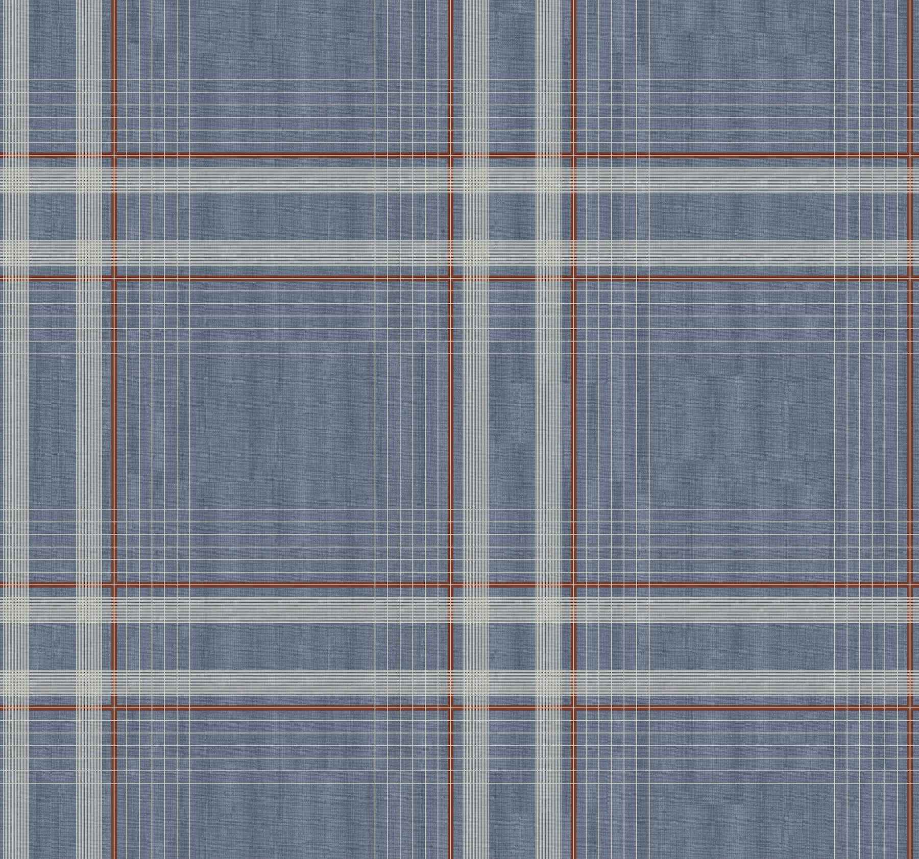 Country Club Plaid Denim Faux Linen Wallpaper - York Wallcoverings - 4211-83567
