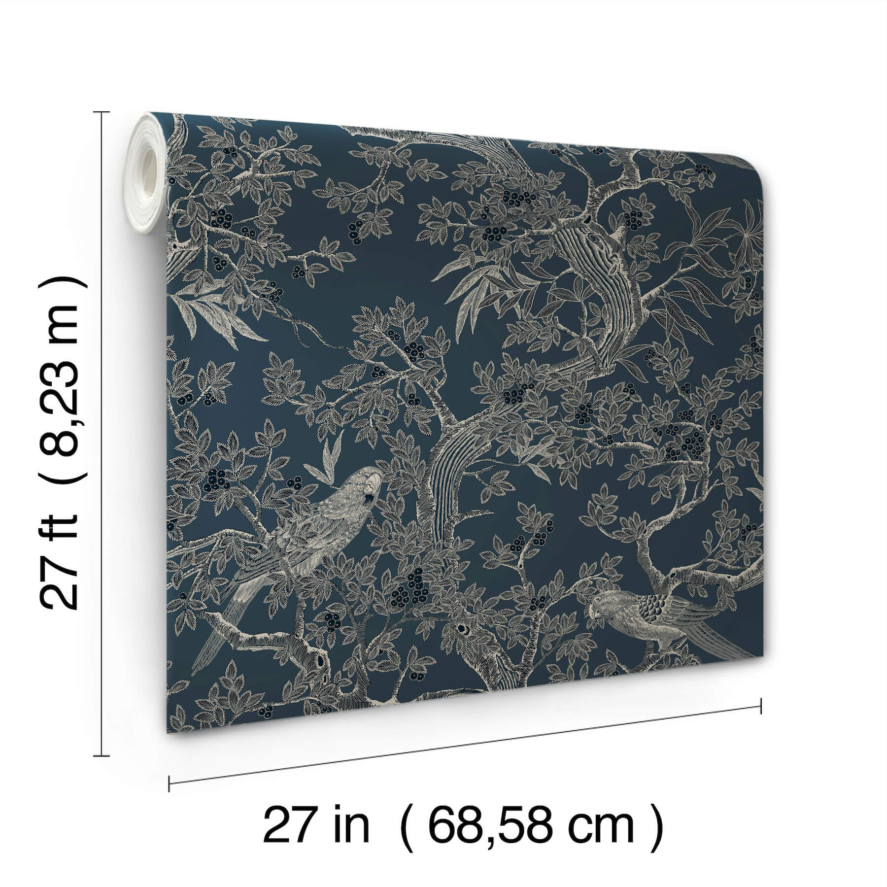 regal-ridge-dark-blue-trailing-tree-wallpaper-york-wallcoverings-4211-83569 - York Wallcoverings Wallpaper