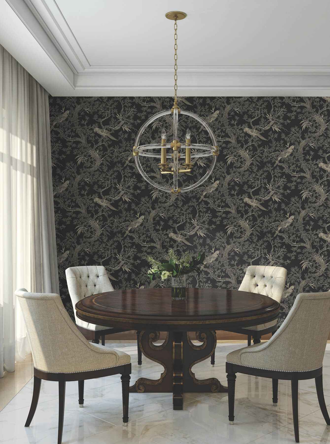 Regal Ridge Black Trailing Tree Wallpaper - York Wallcoverings - 4211-83570 - York Wallcoverings Wallpaper