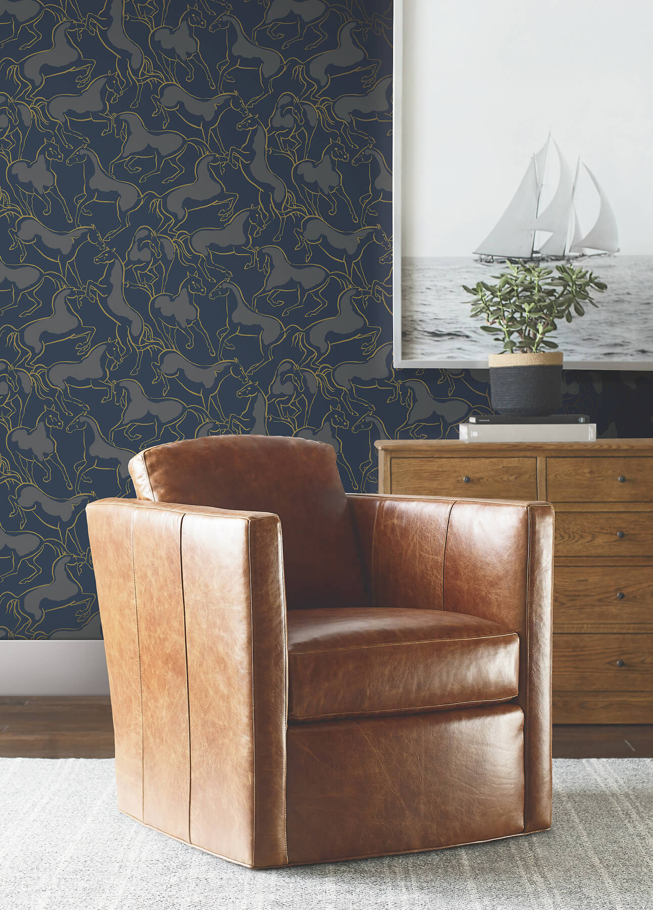 dressage-navy-stallions-wallpaper-york-wallcoverings-4211-83506 - York Wallcoverings Wallpaper
