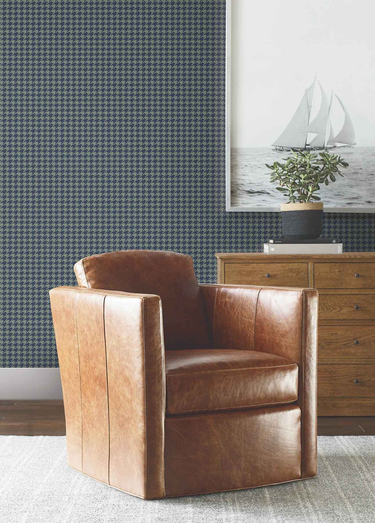Watson Sea Green Houndstooth Wallpaper - York Wallcoverings - 4211-83559 - York Wallcoverings Wallpaper