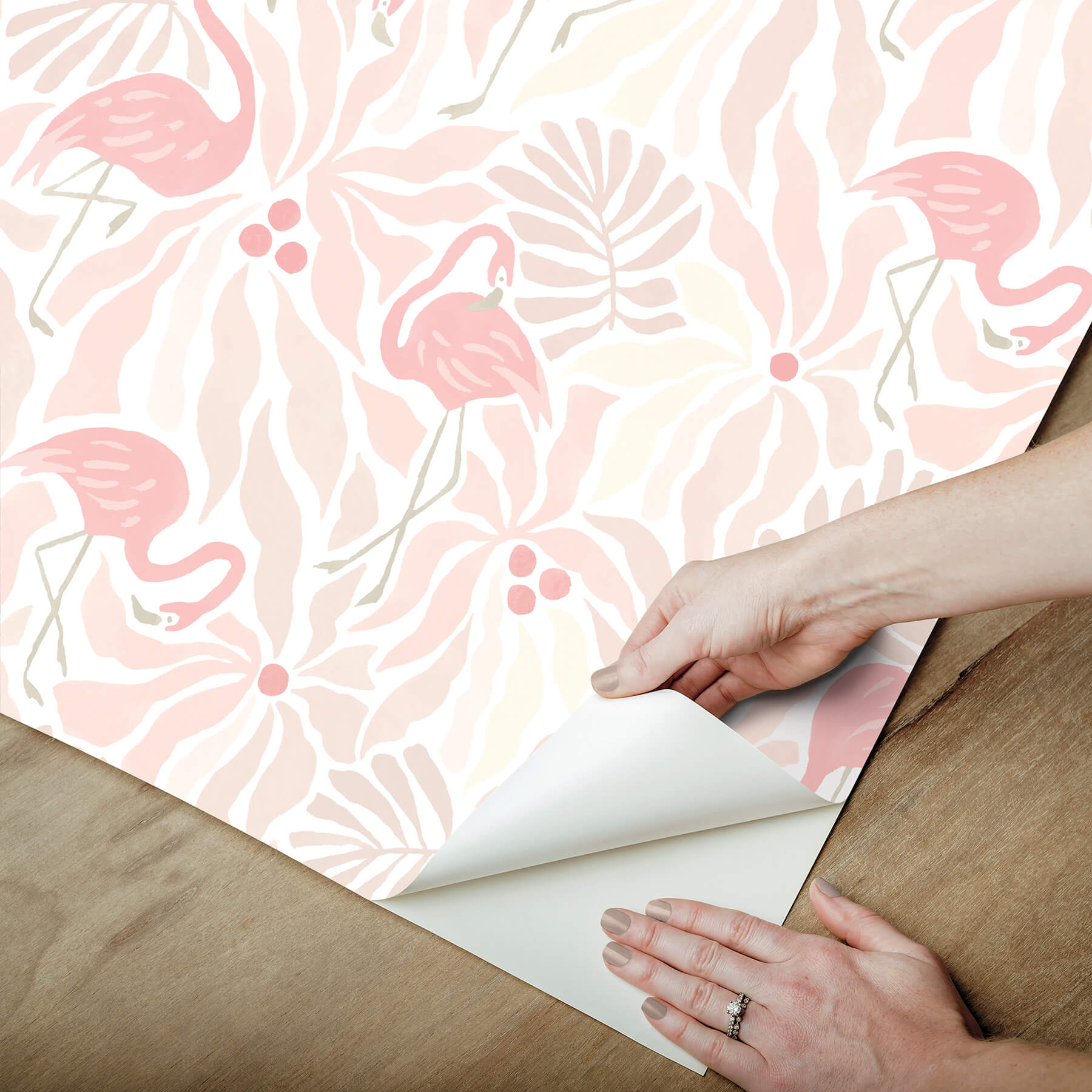 flamingo-fun-pink-and-taupe-peel-and-stick-wallpaper-york-wallcoverings-nus6623 - York Wallcoverings Wallpaper
