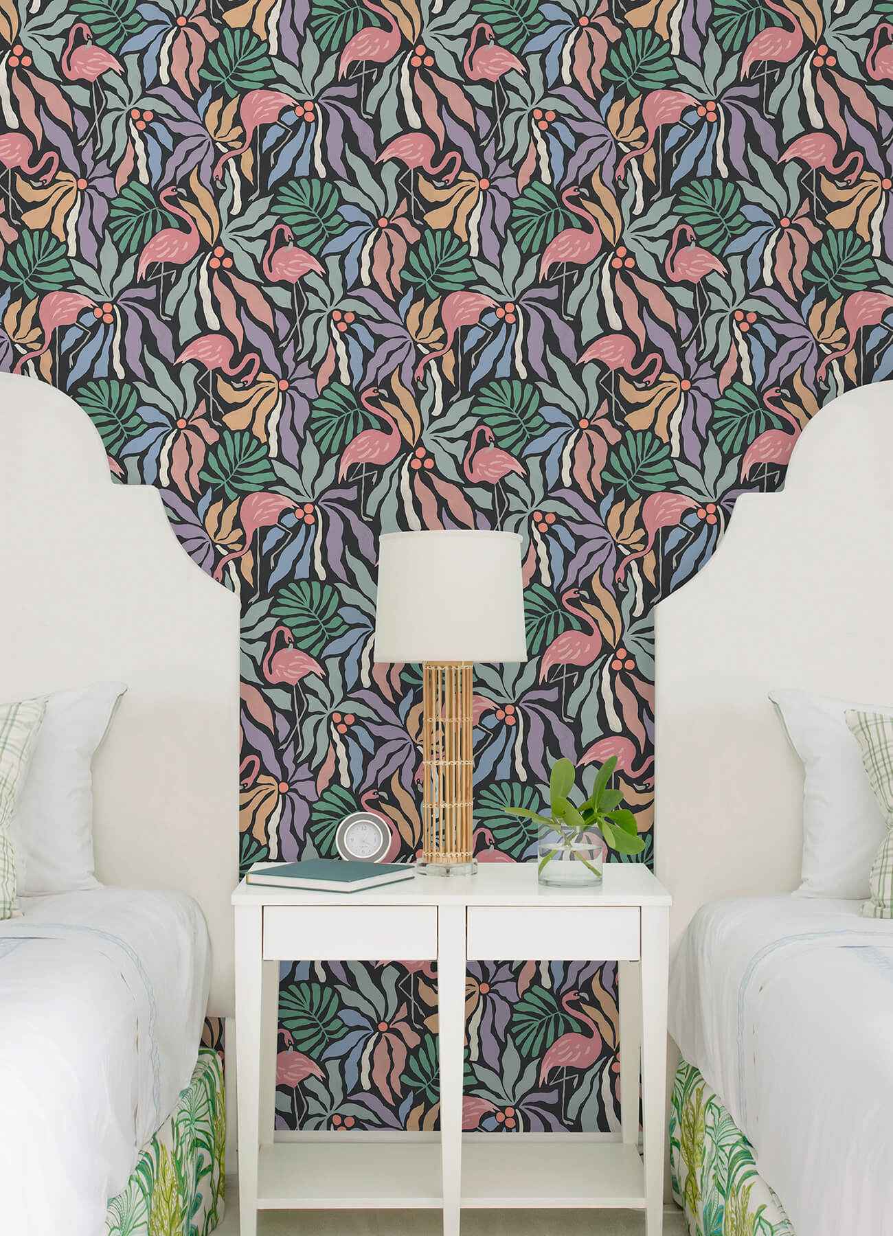 Flamingo Fun Black Peel and Stick Wallpaper - York Wallcoverings - NUS6624 - York Wallcoverings Wallpaper