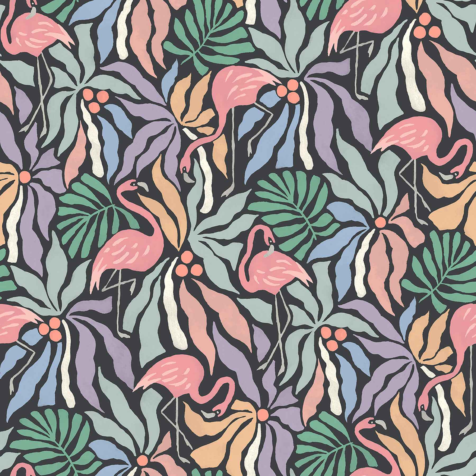 Flamingo Fun Black Peel and Stick Wallpaper - York Wallcoverings - NUS6624 - York Wallcoverings Wallpaper