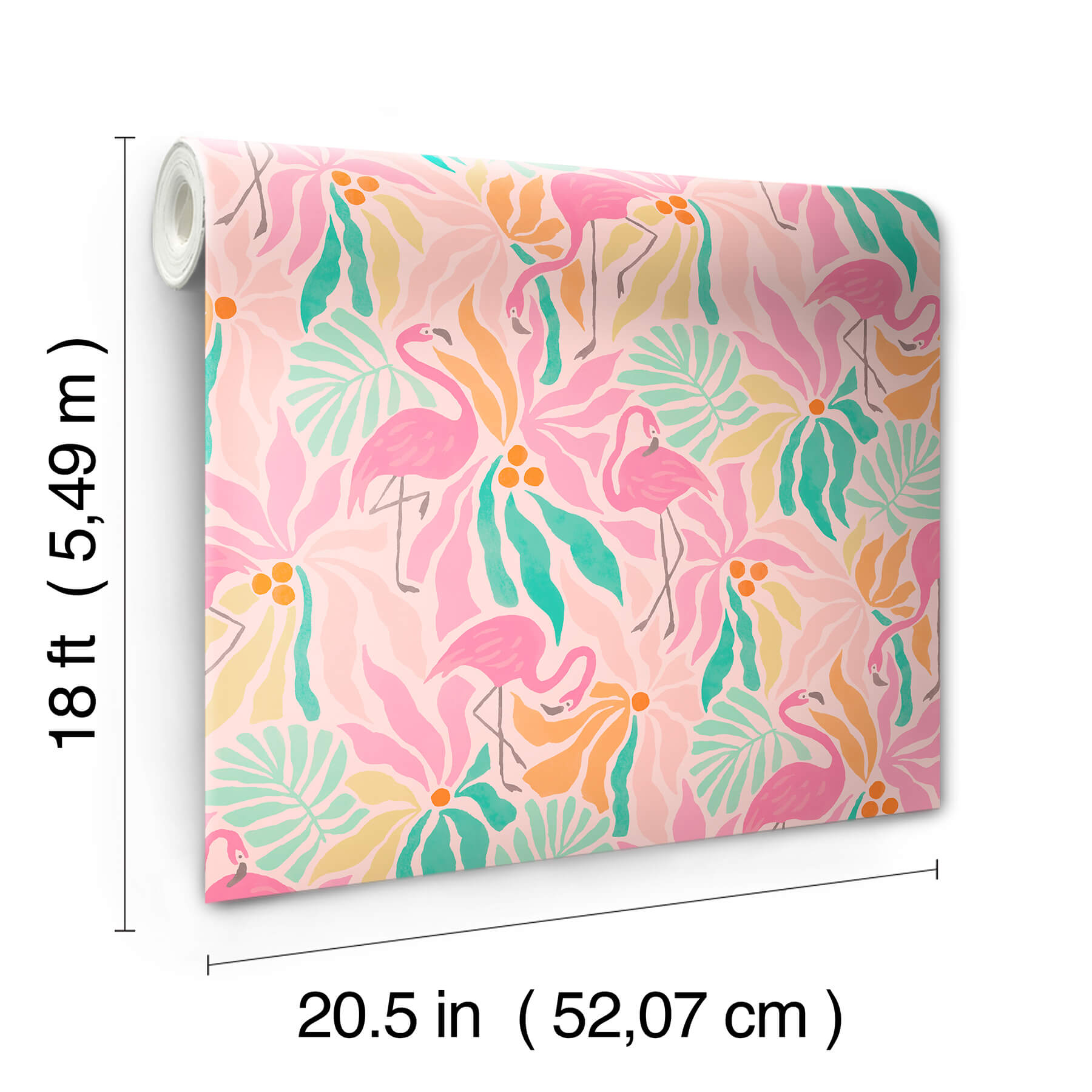 flamingo-fun-pink-and-green-peel-and-stick-wallpaper-york-wallcoverings-nus6625 - York Wallcoverings Wallpaper