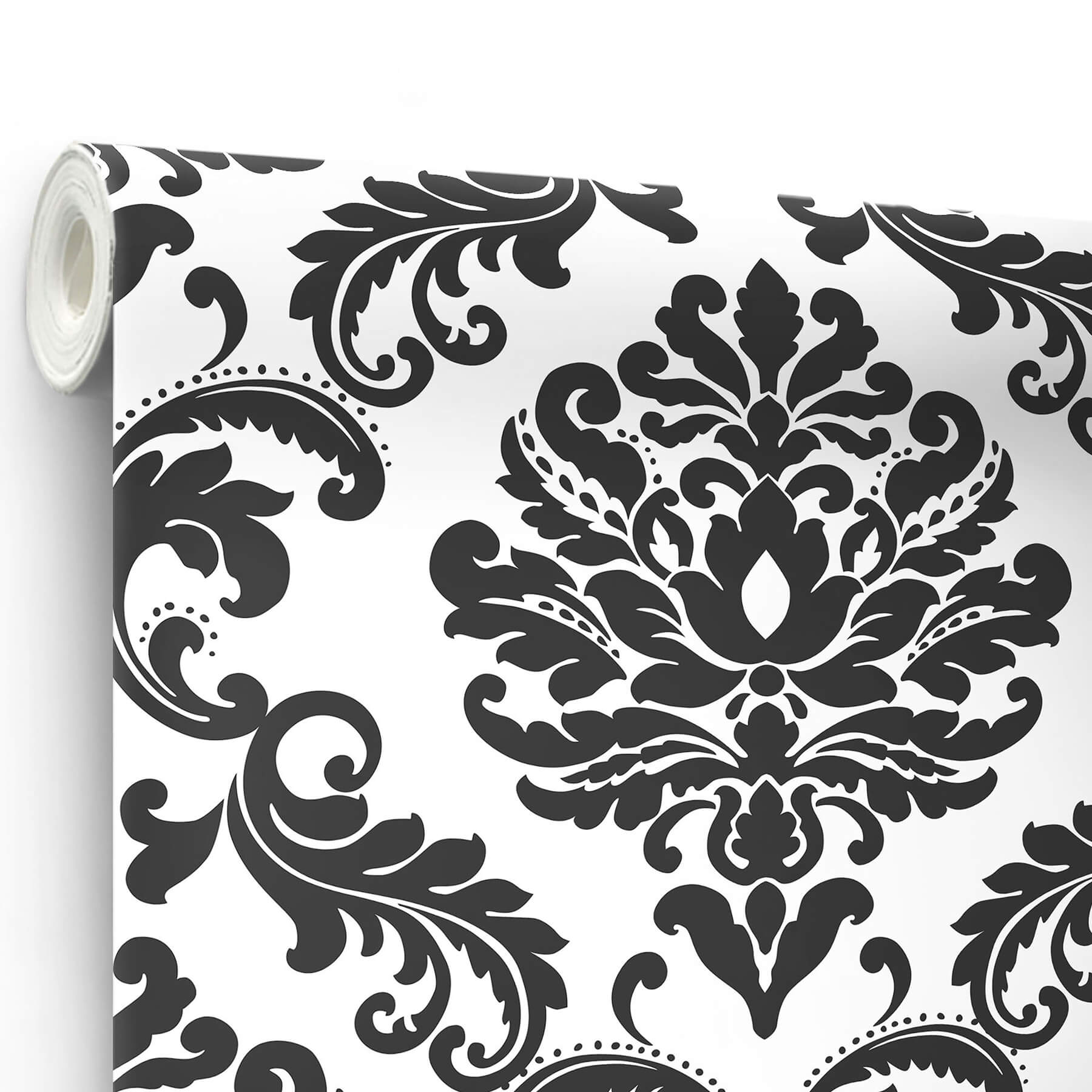 ariel-black-and-white-damask-peel-and-stick-wallpaper-york-wallcoverings-nus1646 - York Wallcoverings Wallpaper