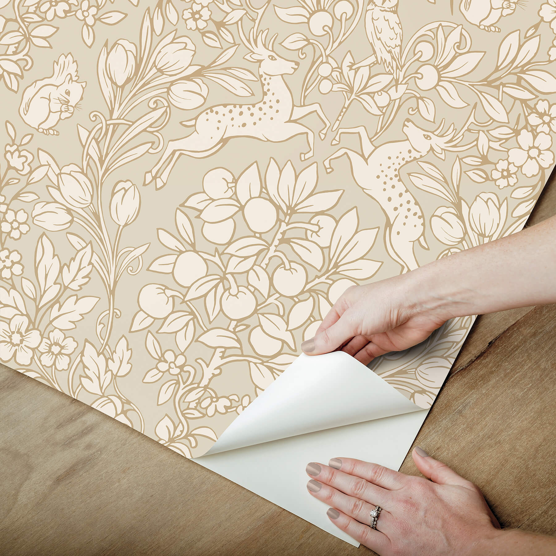 taupe-enchanted-peel-and-stick-wallpaper-york-wallcoverings-nus4478 - York Wallcoverings Wallpaper