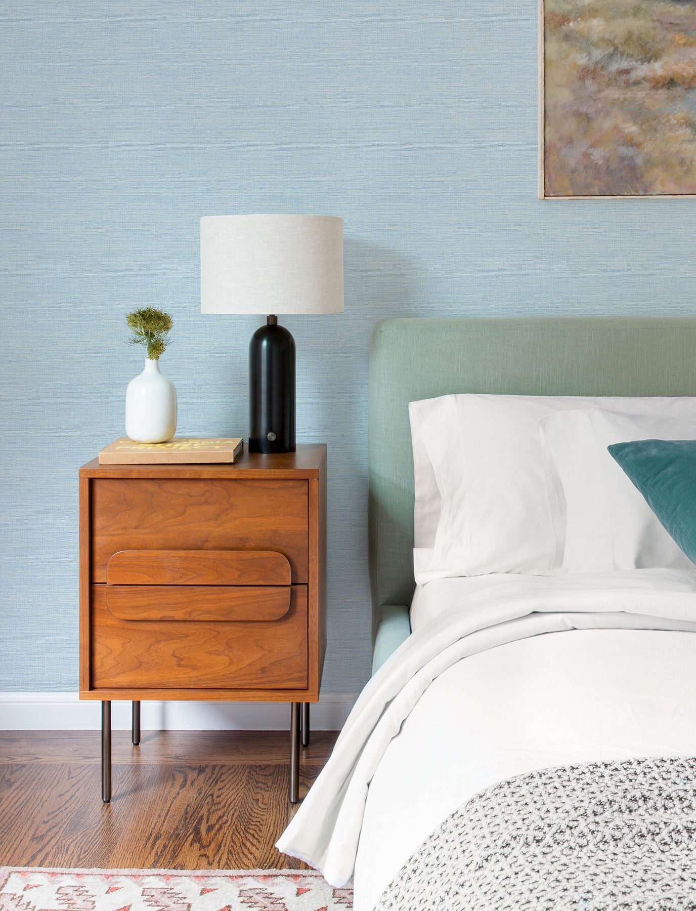 agave-blue-faux-grasscloth-wallpaper-york-wallcoverings-4197-24283 - York Wallcoverings Wallpaper