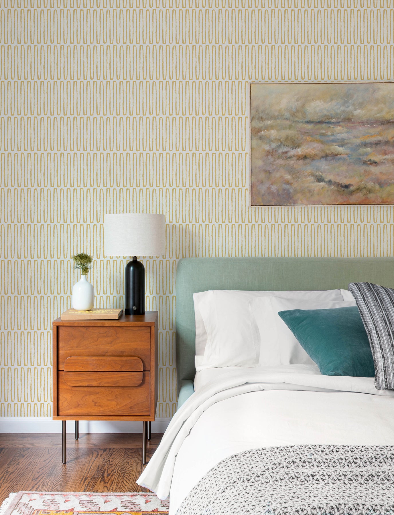 lars-mustard-retro-wave-wallpaper-york-wallcoverings-4197-26500 - York Wallcoverings Wallpaper