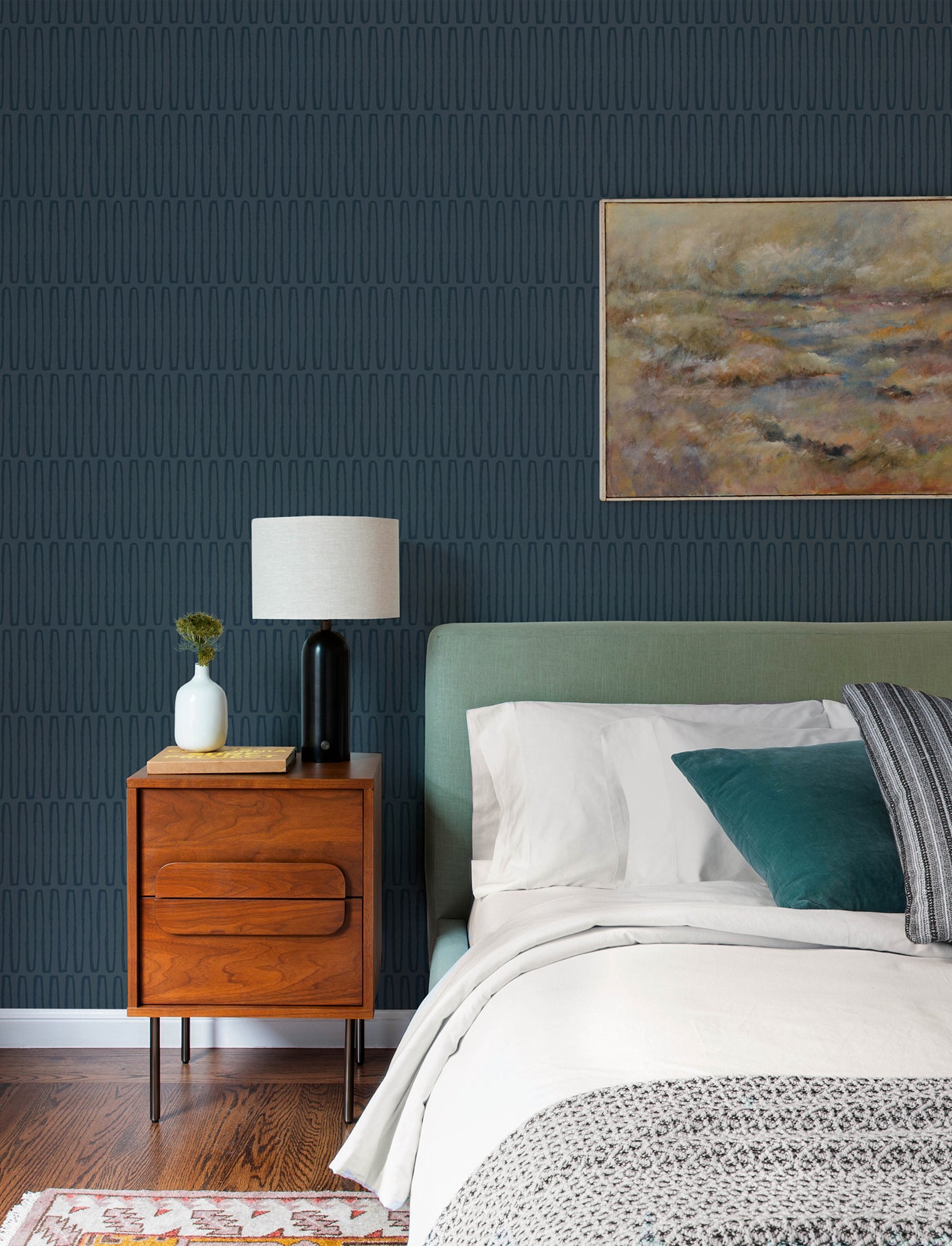 lars-navy-retro-wave-wallpaper-york-wallcoverings-4197-26502 - York Wallcoverings Wallpaper