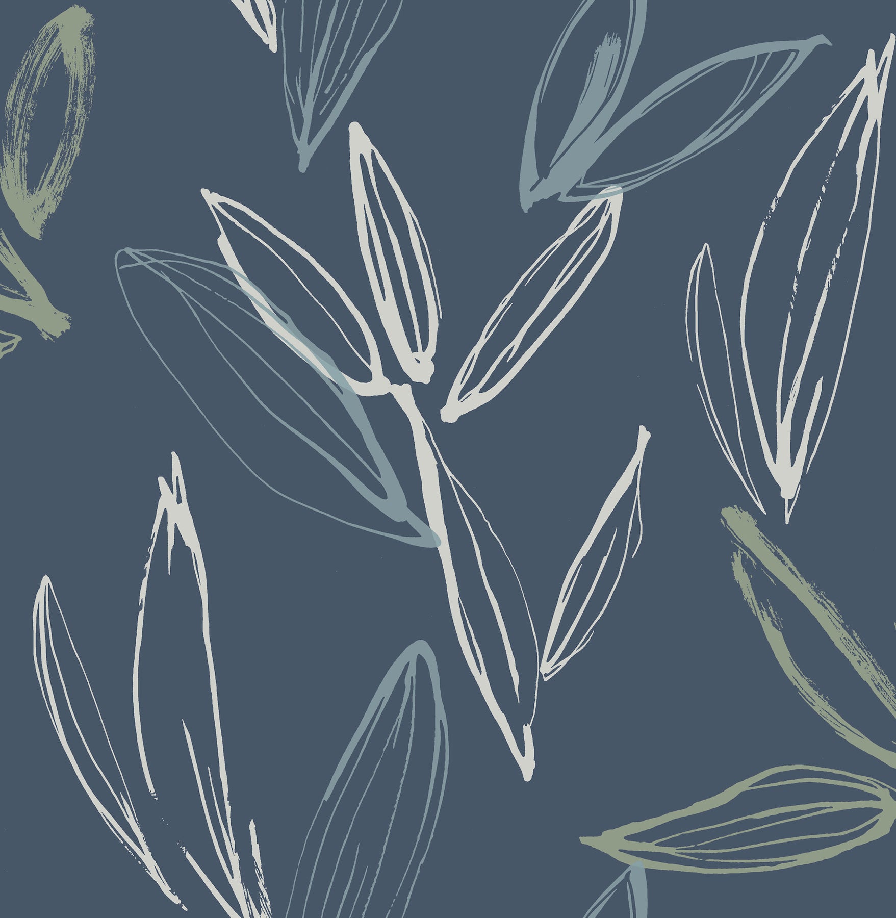 kenia-indigo-leaf-toss-wallpaper-york-wallcoverings-4197-27855 - York Wallcoverings Wallpaper