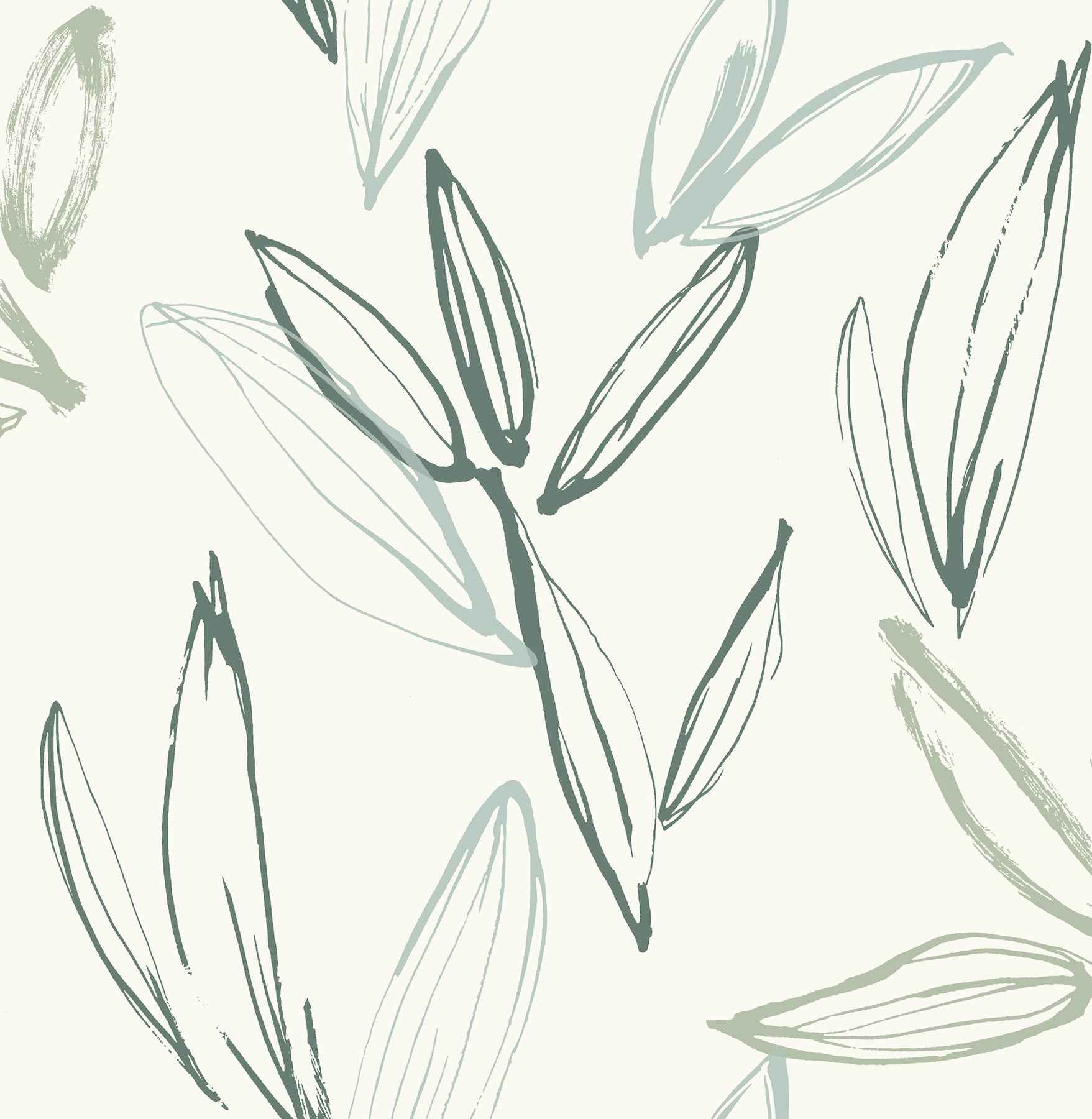 Kenia Green Leaf Toss Wallpaper - York Wallcoverings - 4197-27856