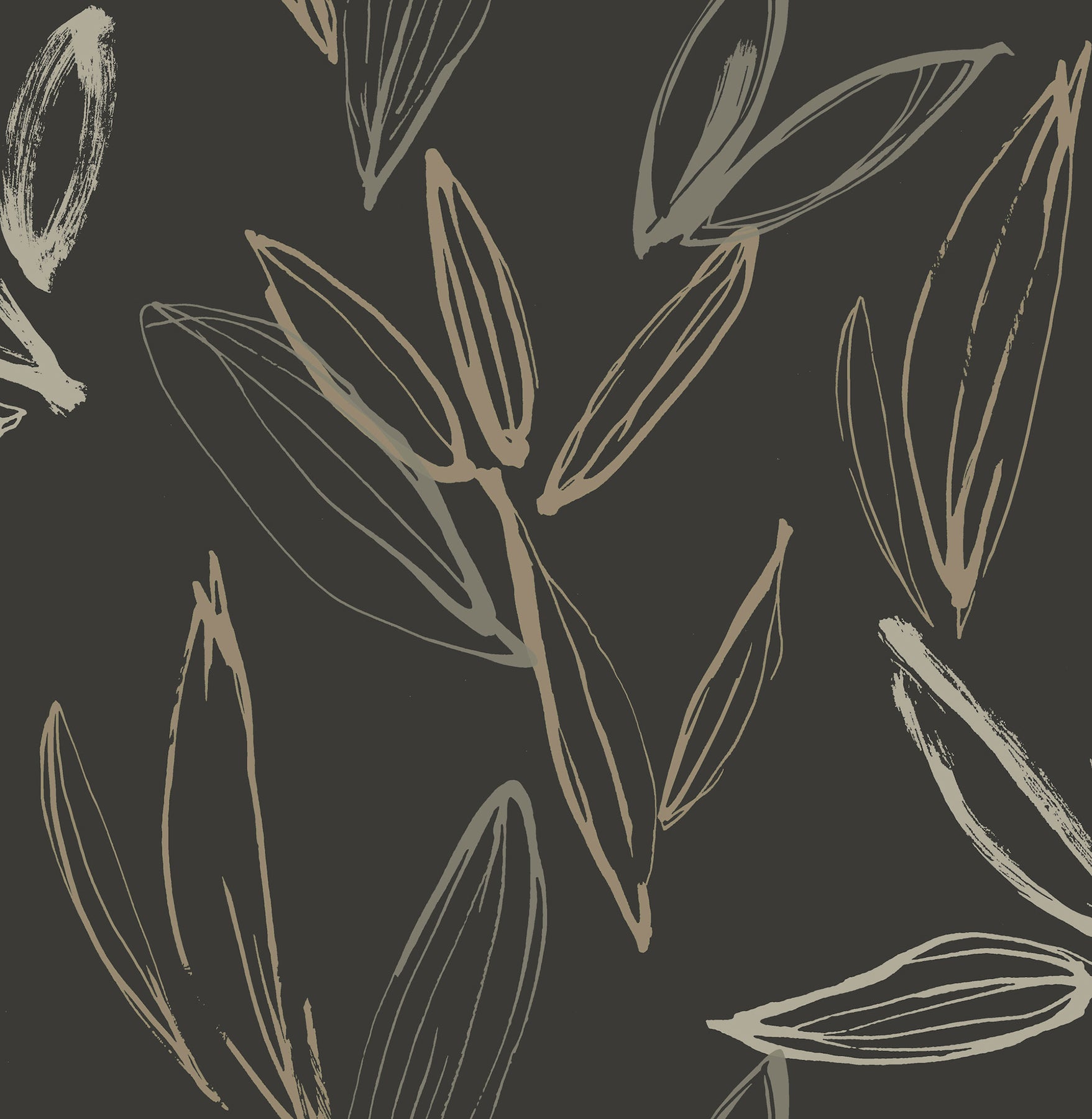 kenia-black-leaf-toss-wallpaper-york-wallcoverings-4197-27860 - York Wallpaper Wallpaper