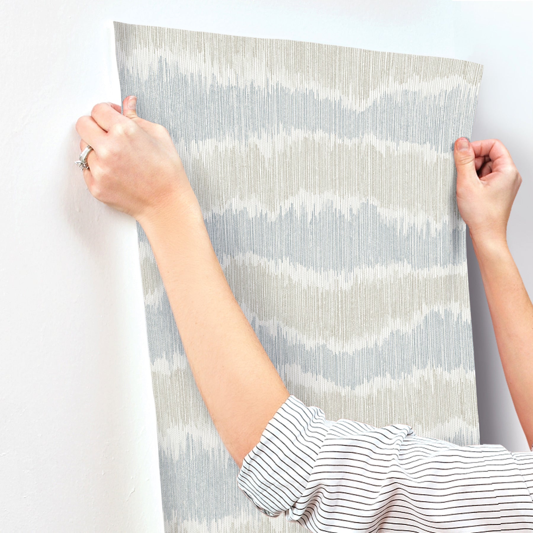 wiggle-sky-blue-ikat-stripe-wallpaper-york-wallcoverings-4197-27865 - York Wallcoverings Wallpaper
