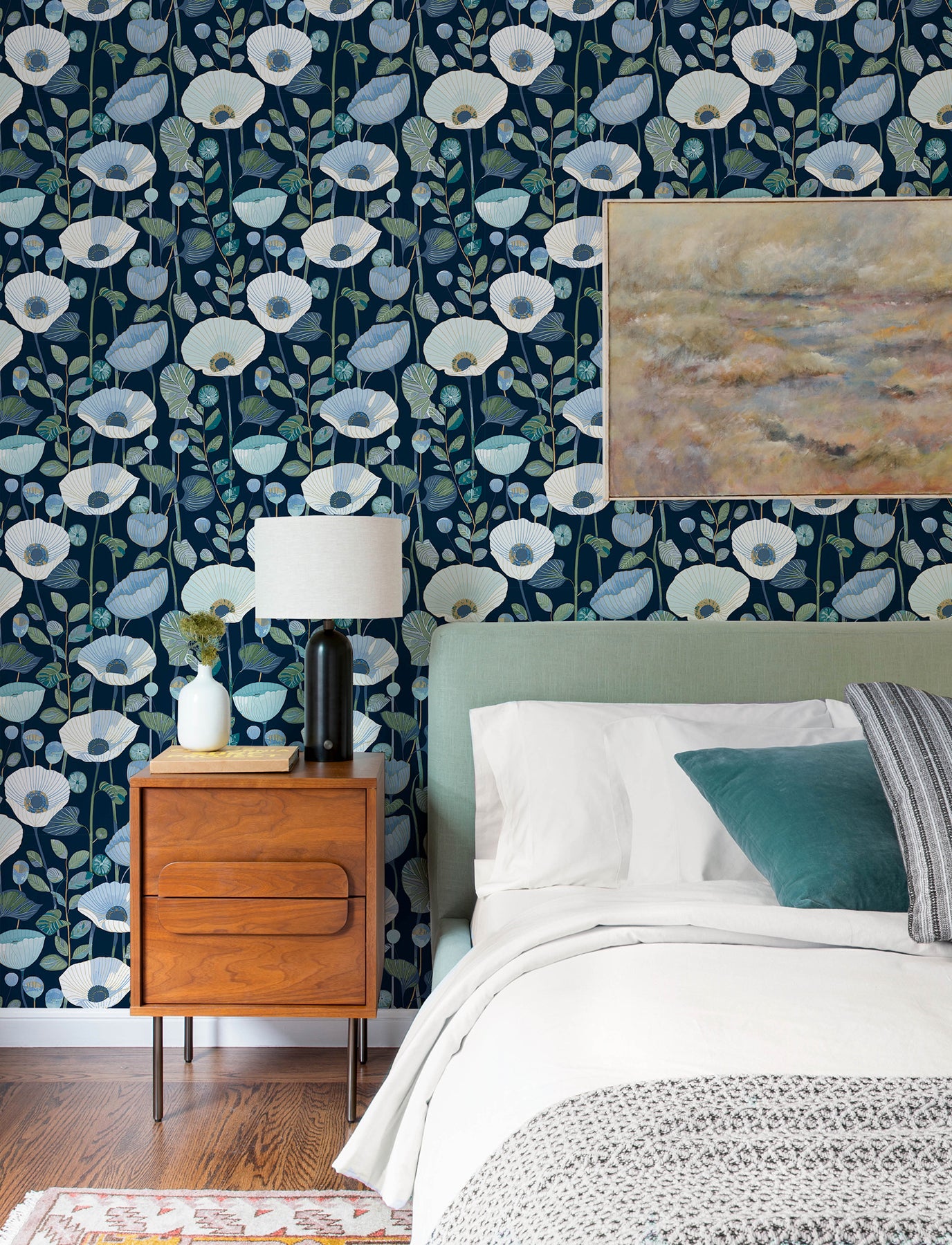 mindra-indigo-floral-trail-wallpaper-york-wallcoverings-4197-27871 - York Wallcoverings Wallpaper