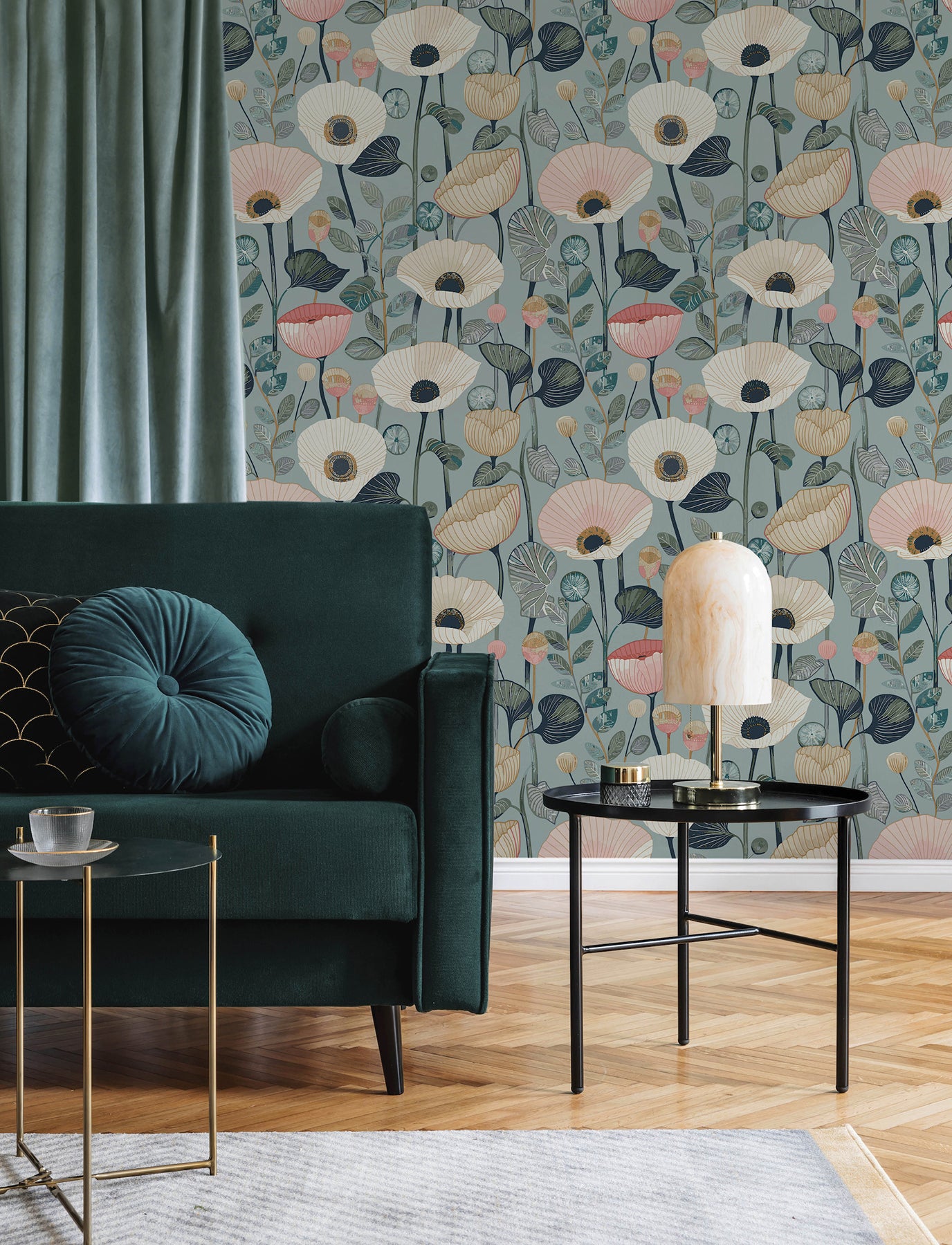 mindra-light-blue-floral-trail-wallpaper-york-wallcoverings-4197-27872 - York Wallcoverings Wallpaper