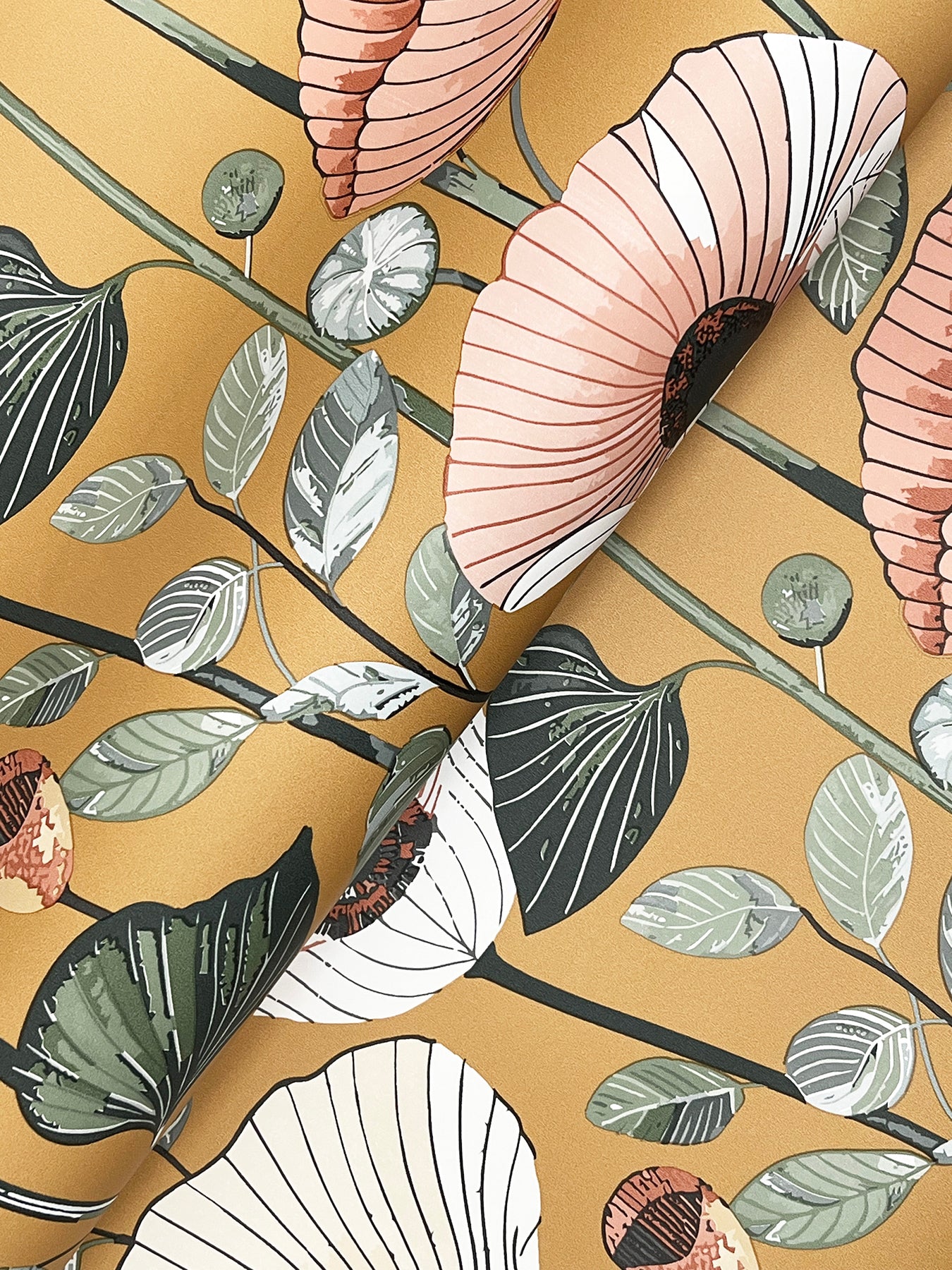 mindra-mustard-floral-trail-wallpaper-york-wallcoverings-4197-27873 - York Wallcoverings Wallpaper