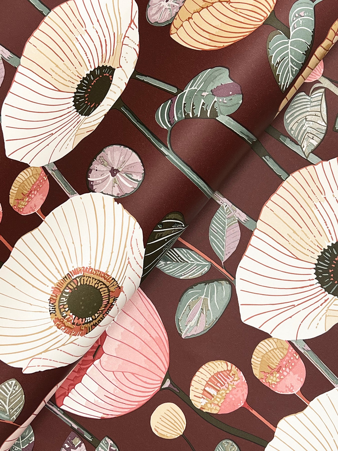 mindra-maroon-floral-trail-wallpaper-york-wallcoverings-4197-27874 - York Wallcoverings Wallpaper