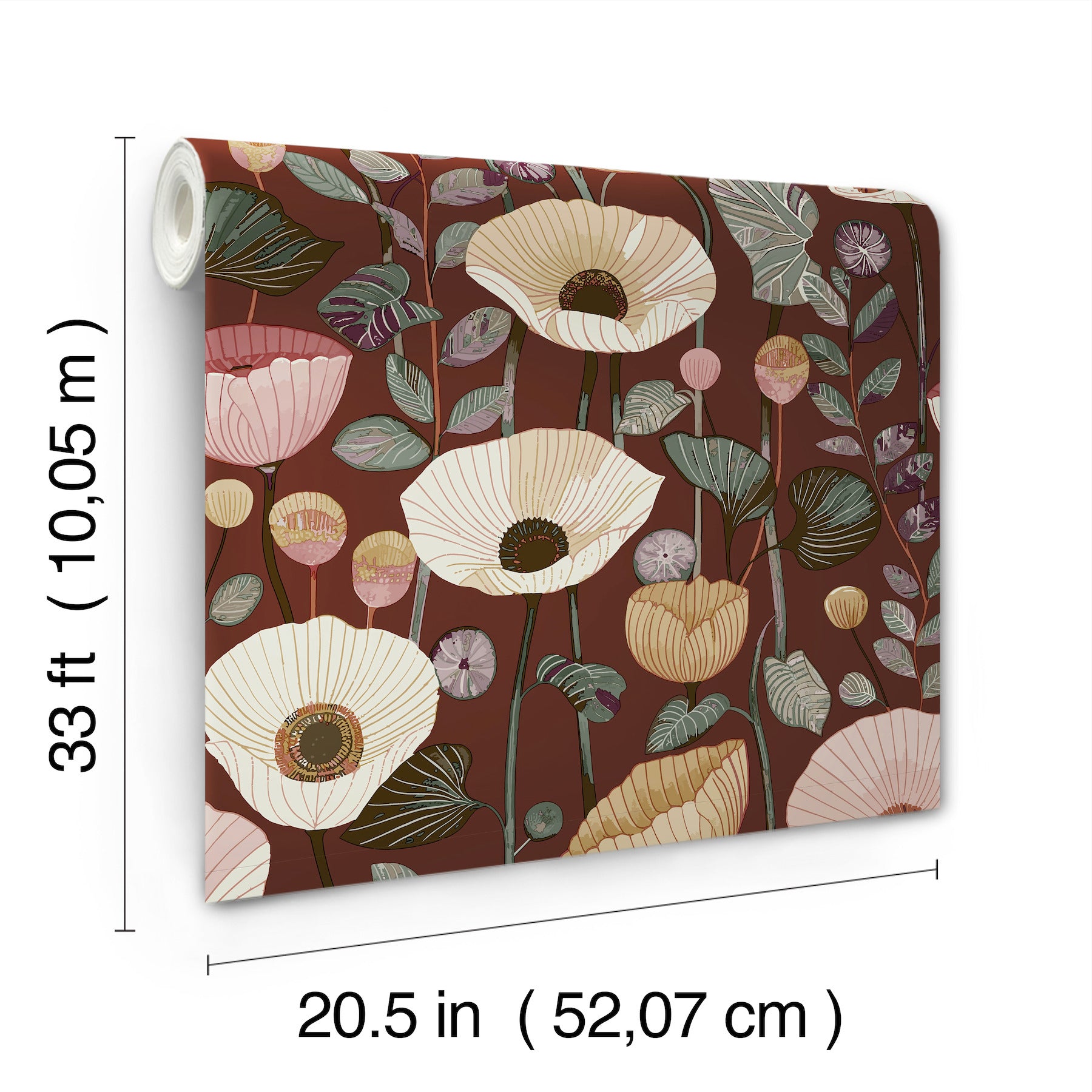 mindra-maroon-floral-trail-wallpaper-york-wallcoverings-4197-27874 - York Wallcoverings Wallpaper