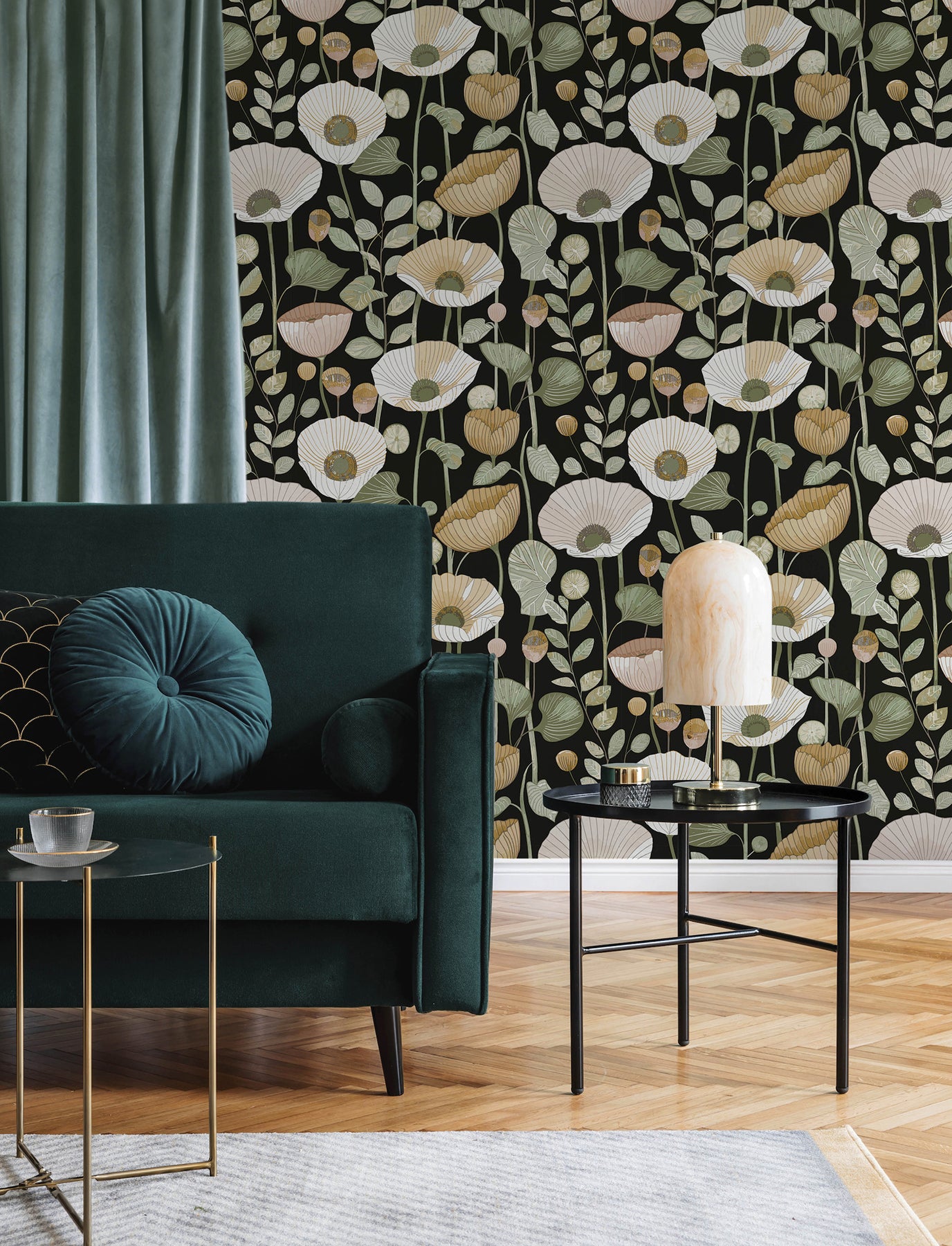 mindra-black-floral-trail-wallpaper-york-wallcoverings-4197-27875 - York Wallpaper Wallpaper