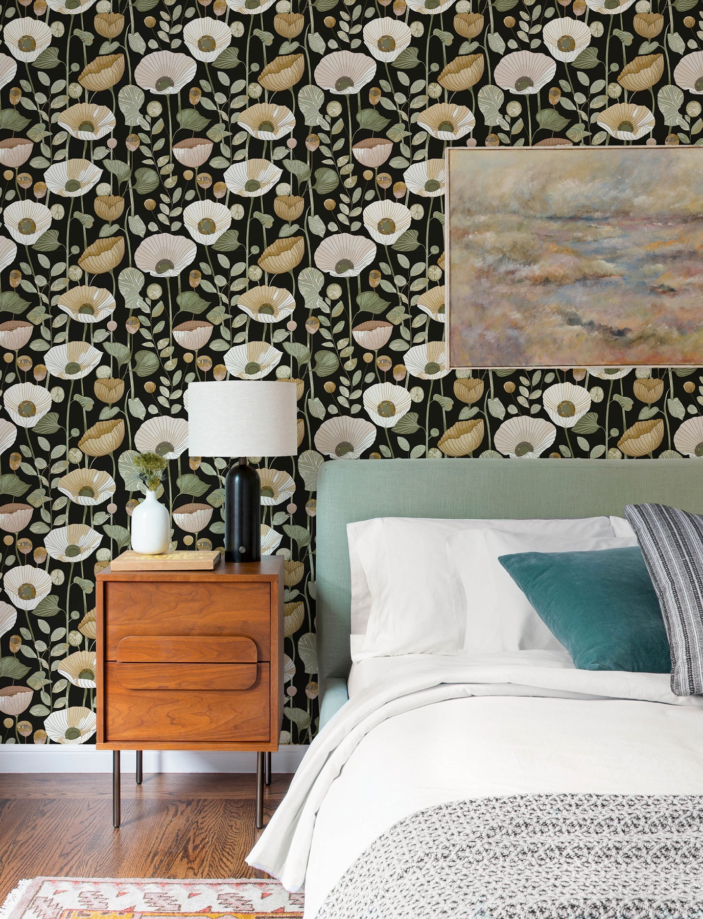mindra-black-floral-trail-wallpaper-york-wallcoverings-4197-27875 - York Wallpaper Wallpaper