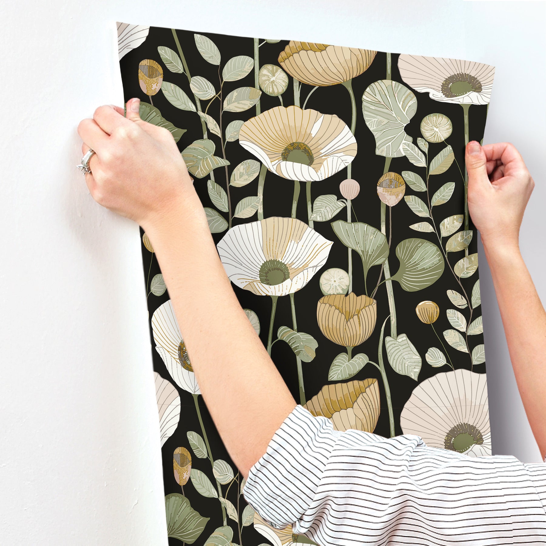 mindra-black-floral-trail-wallpaper-york-wallcoverings-4197-27875 - York Wallpaper Wallpaper