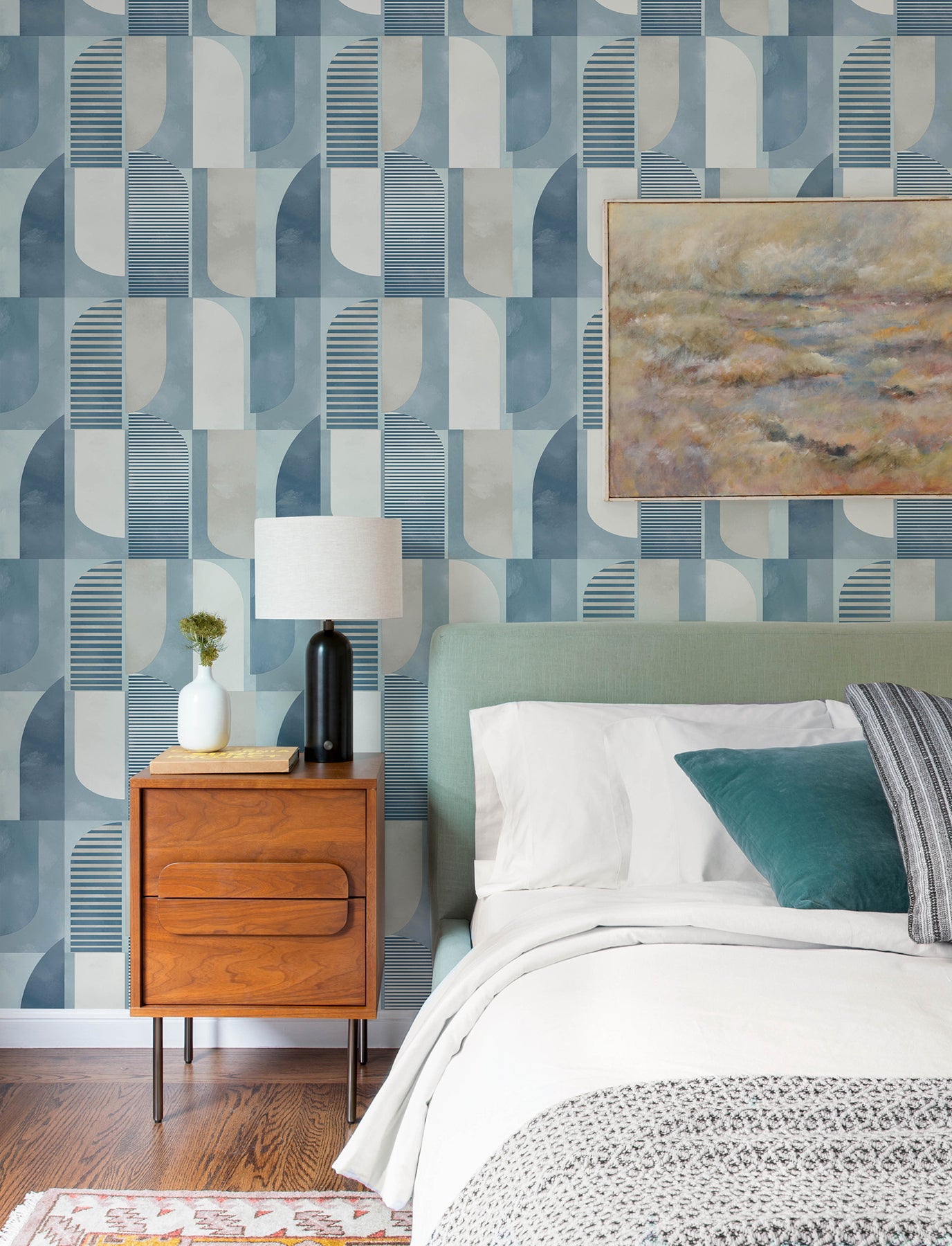 otto-blue-abstract-geometric-wallpaper-york-wallcoverings-4197-27880 - York Wallcoverings Wallpaper