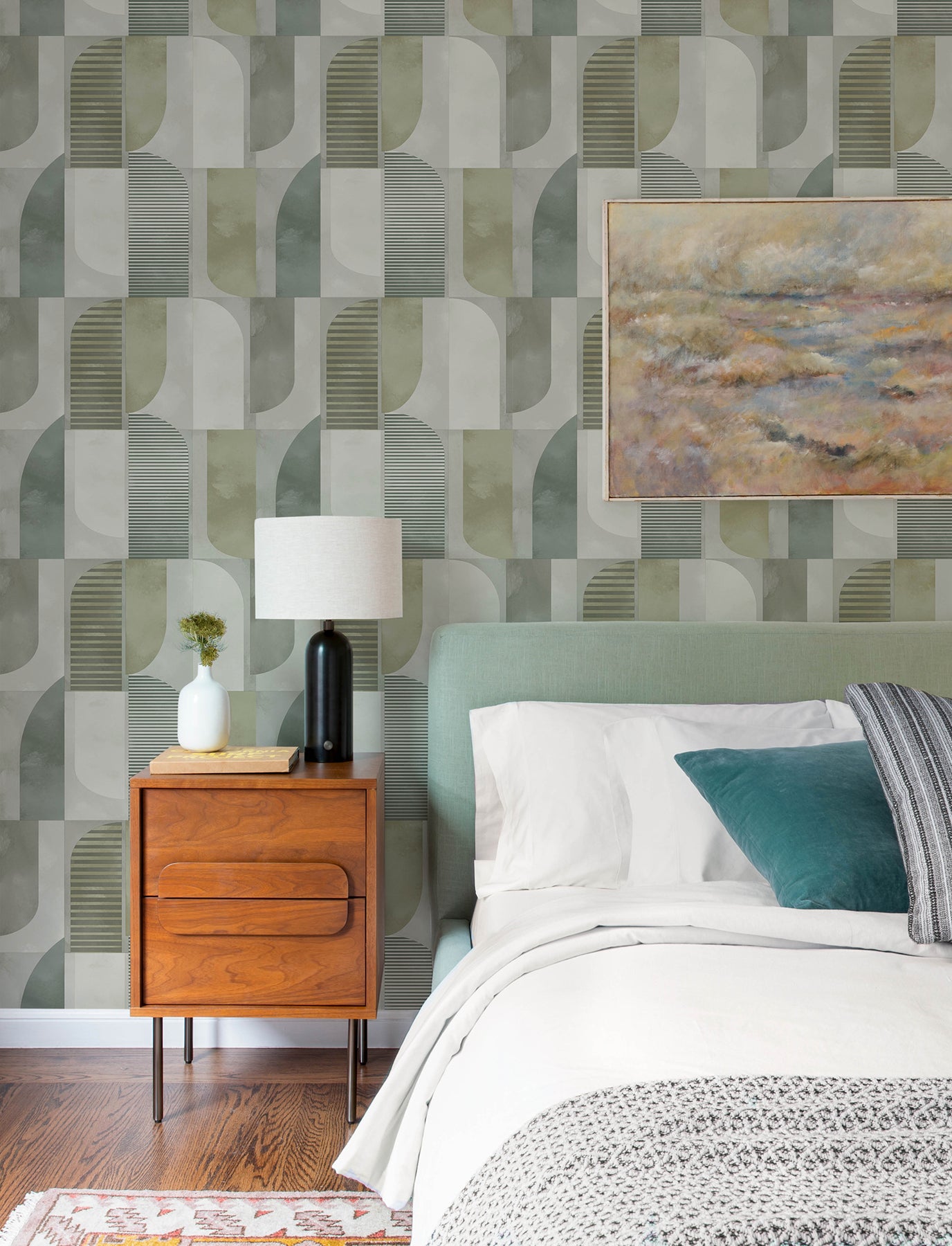 otto-green-abstract-geometric-wallpaper-york-wallcoverings-4197-27881 - York Wallcoverings Wallpaper