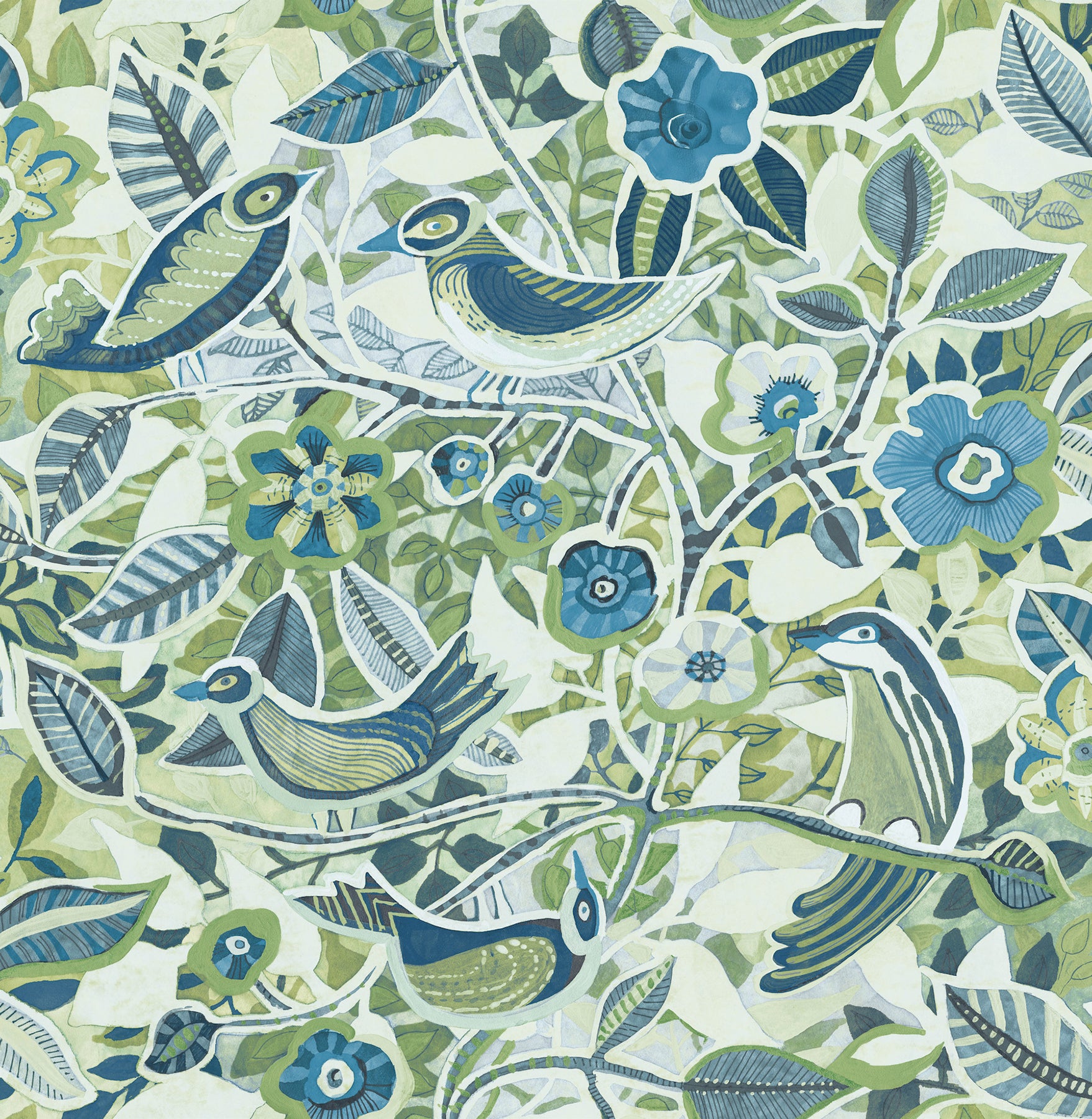 manette-green-birds-in-the-bush-wallpaper-york-wallcoverings-4197-27885 - York Wallcoverings Wallpaper