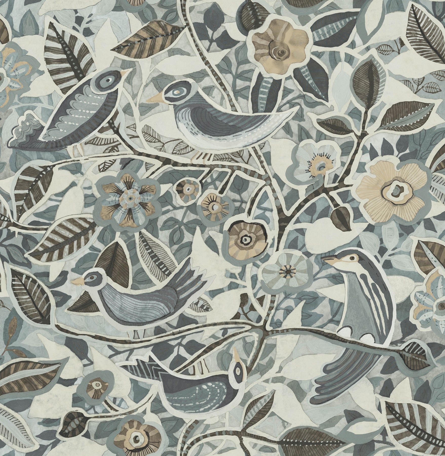 manette-slate-birds-in-the-bush-wallpaper-york-wallcoverings-4197-27886 - York Wallcoverings Wallpaper