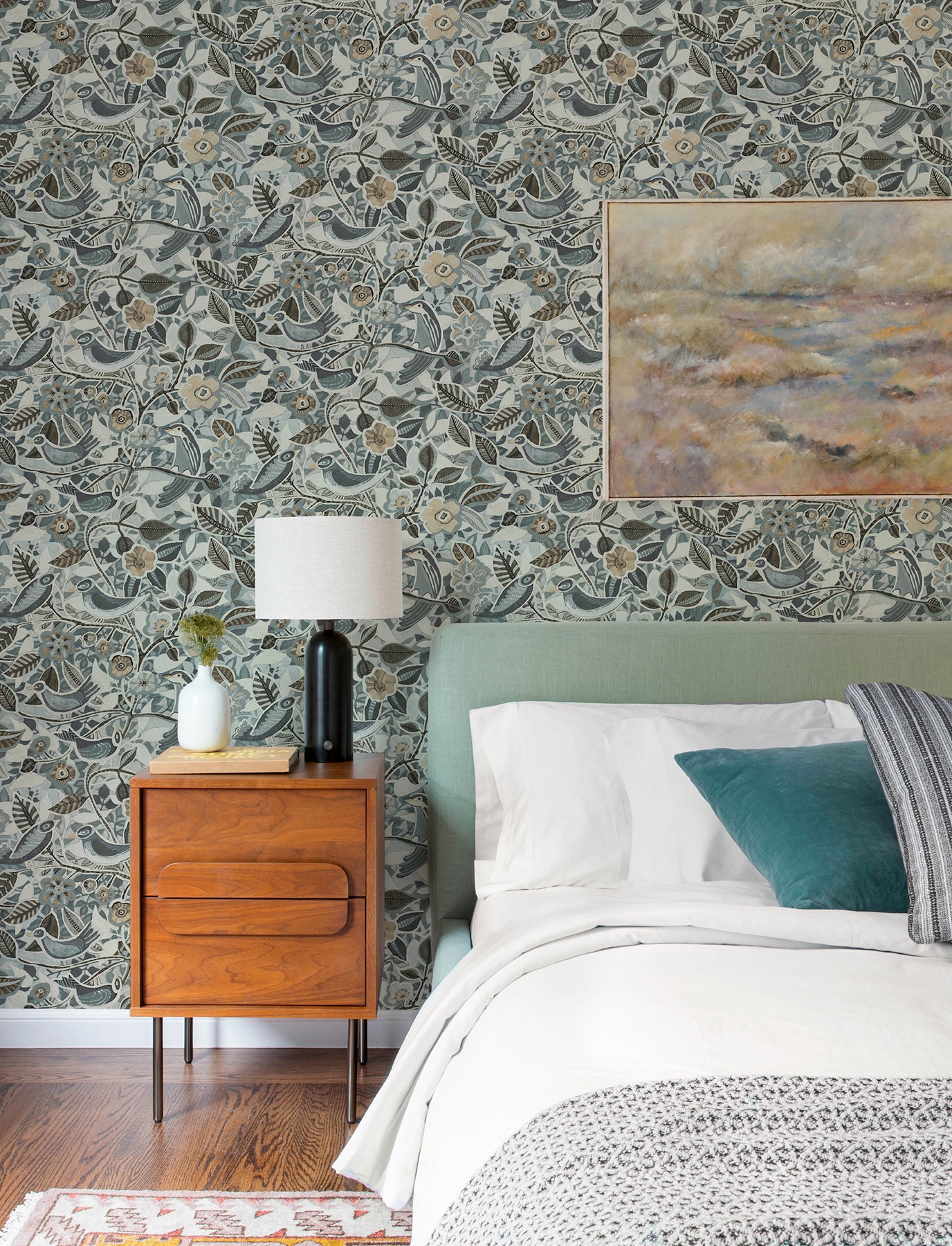 manette-slate-birds-in-the-bush-wallpaper-york-wallcoverings-4197-27886 - York Wallcoverings Wallpaper
