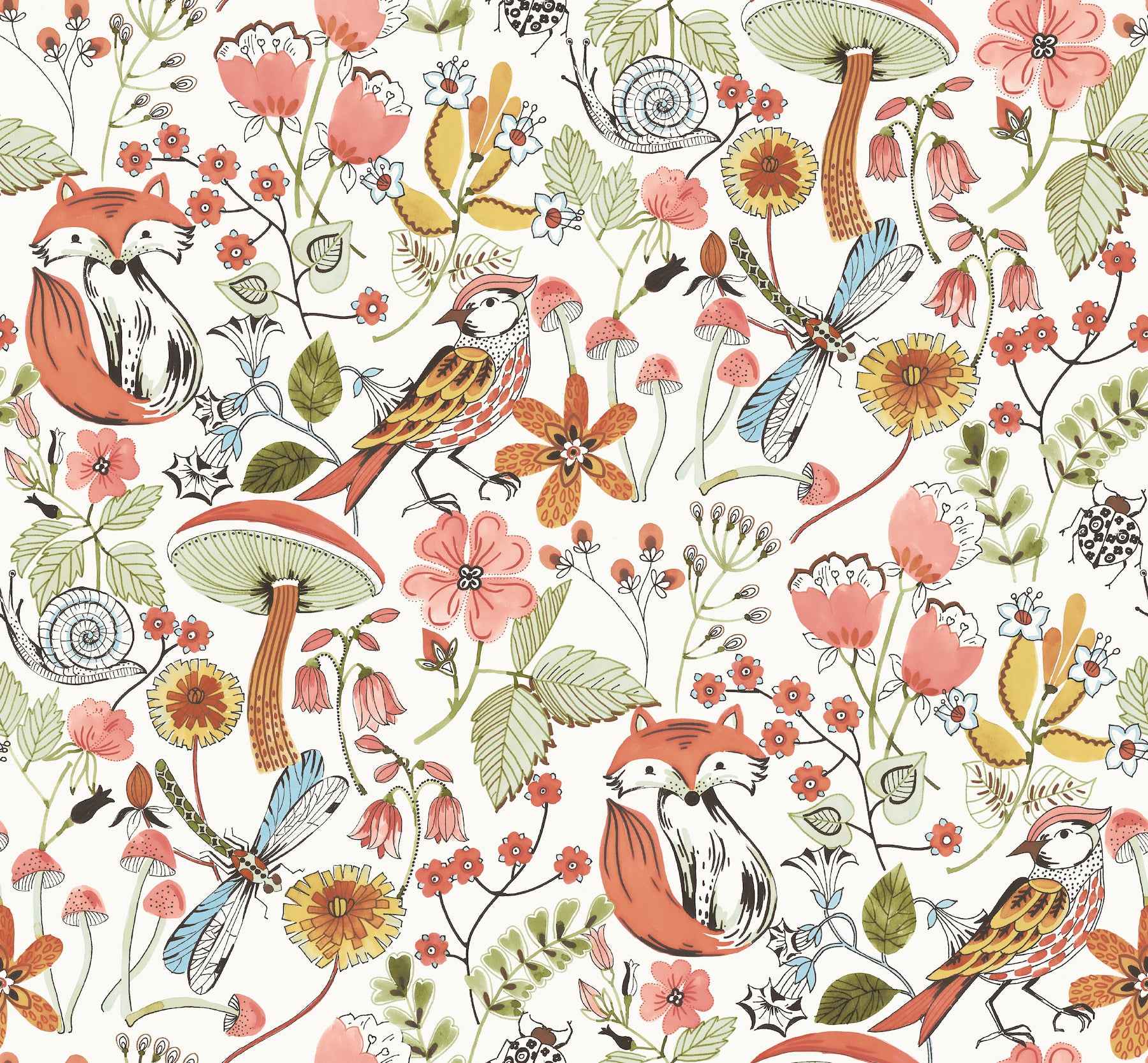 Wonder Orange Woodland Animals Wallpaper - York Wallcoverings - 4197-83760