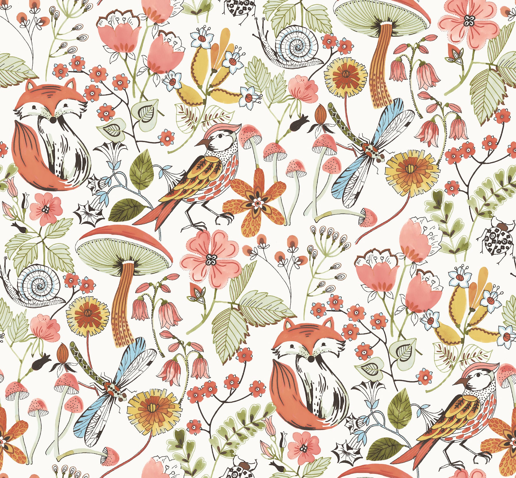 wonder-orange-woodland-animals-wallpaper-york-wallcoverings-4197-83760 - York Wallcoverings Wallpaper