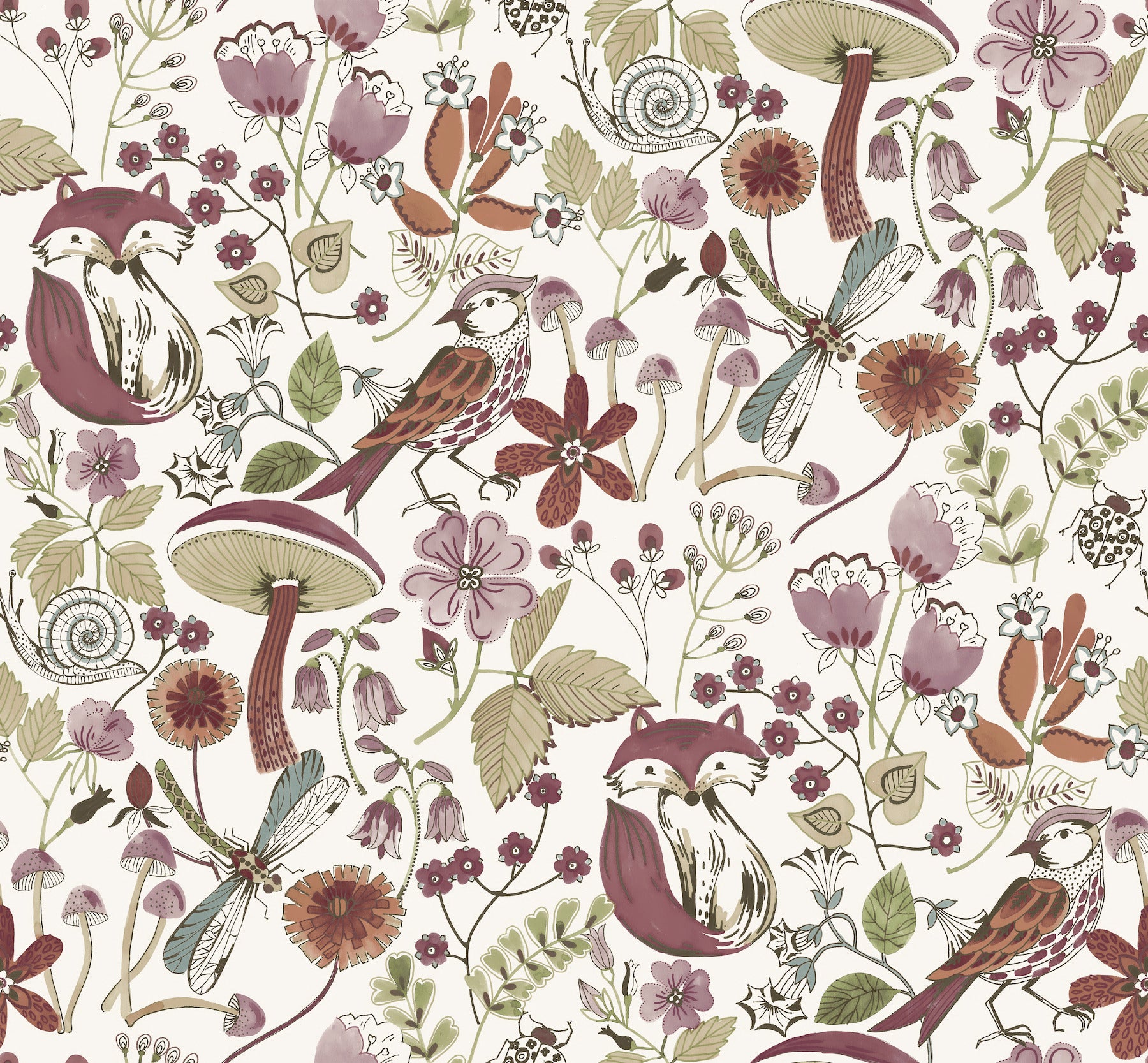 wonder-plum-woodland-animals-wallpaper-york-wallcoverings-4197-83761 - York Wallcoverings Wallpaper