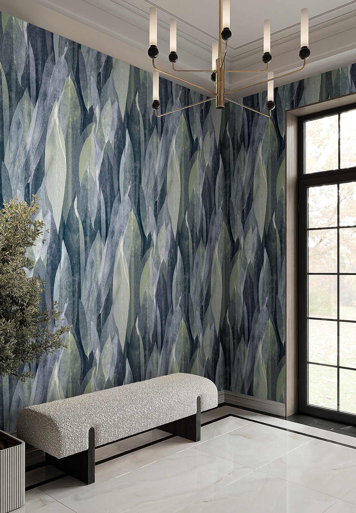 shimmering-canopy-indigo-botanical-wallpaper-york-wallcoverings-cod0604 - York Wallcoverings Wallpaper