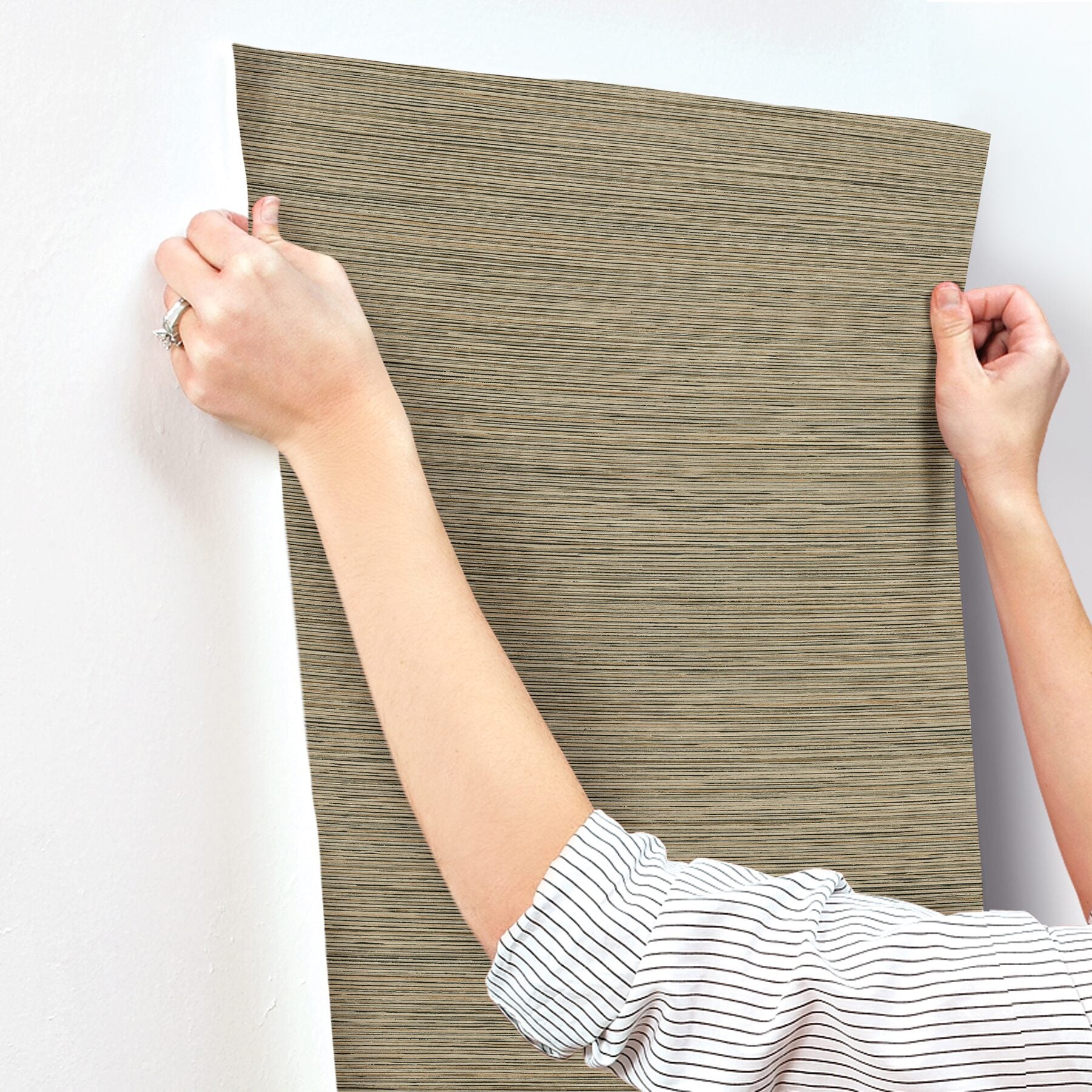 stacked-bamboo-chestnut-stripe-wallpaper-york-wallcoverings-cod0634n - York Wallcoverings Wallpaper